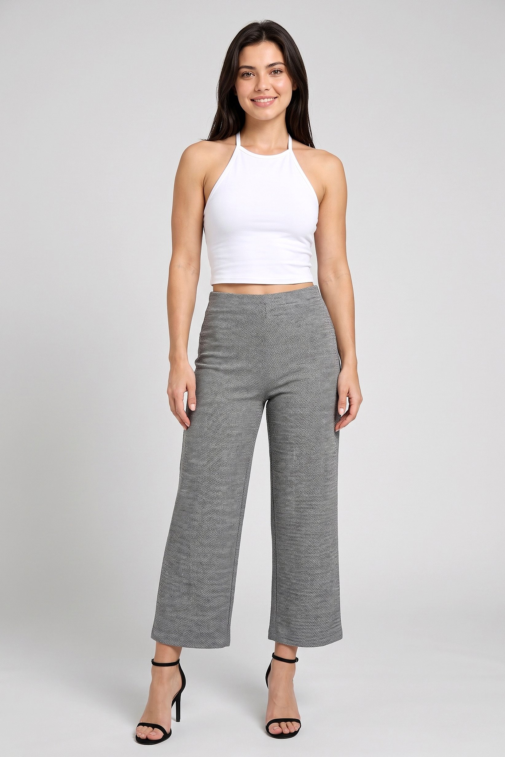 Women Regular Fit 34 Inseam Plain Wide Leg Pants, Multicolor