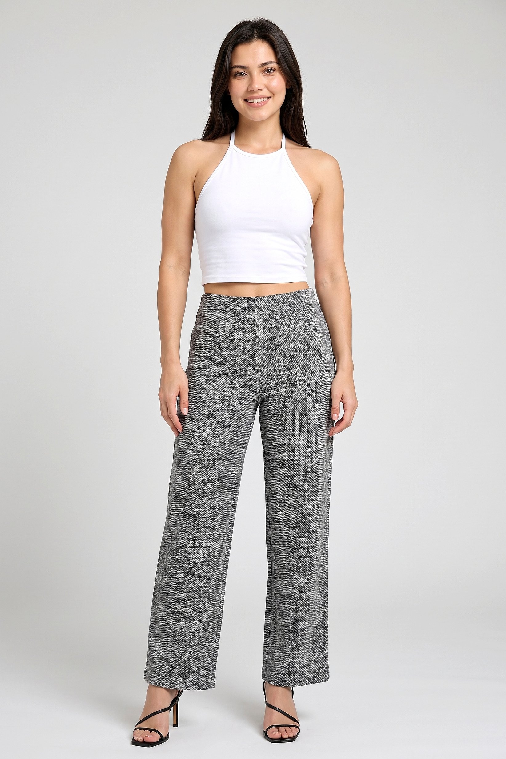 Women Regular Fit 30 Inseam Plain Wide Leg Pants, Multicolor