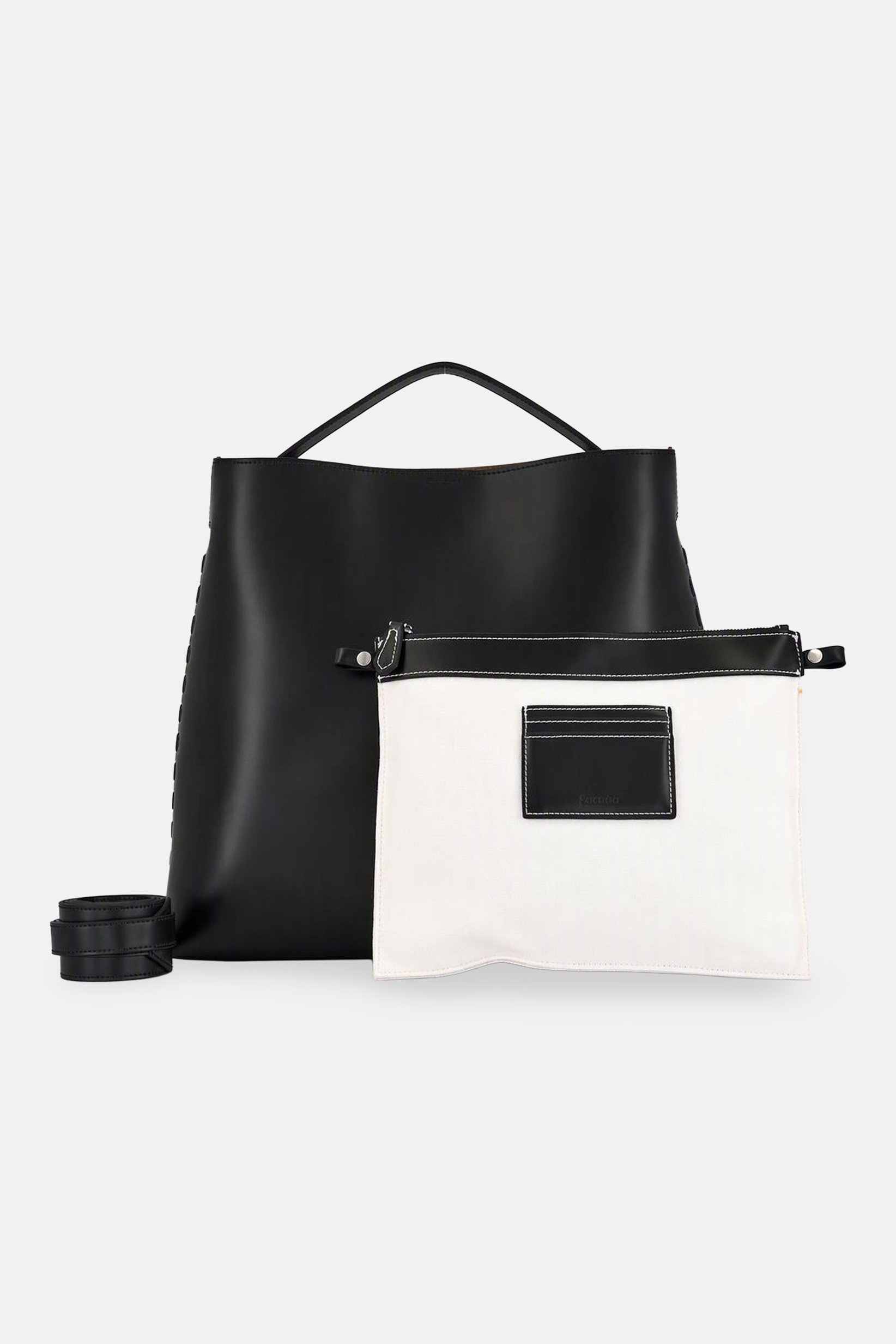 Women Plain Tote Bag With Pouch, Black