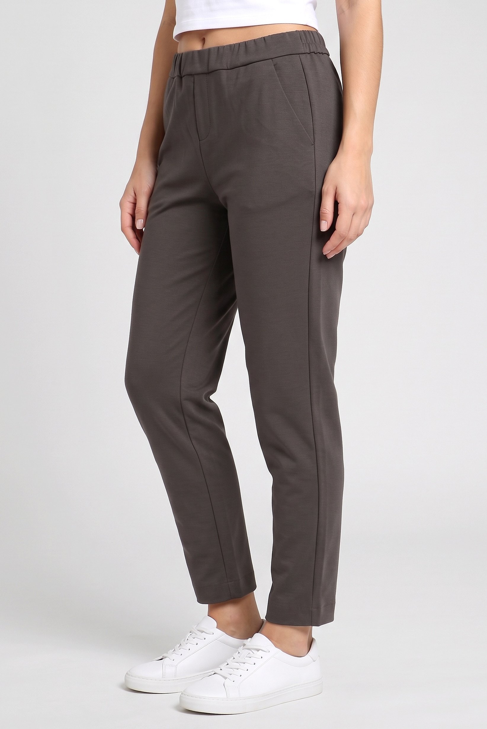 Women Regular Fit Plain Straight Leg Pants, Dark Olive
