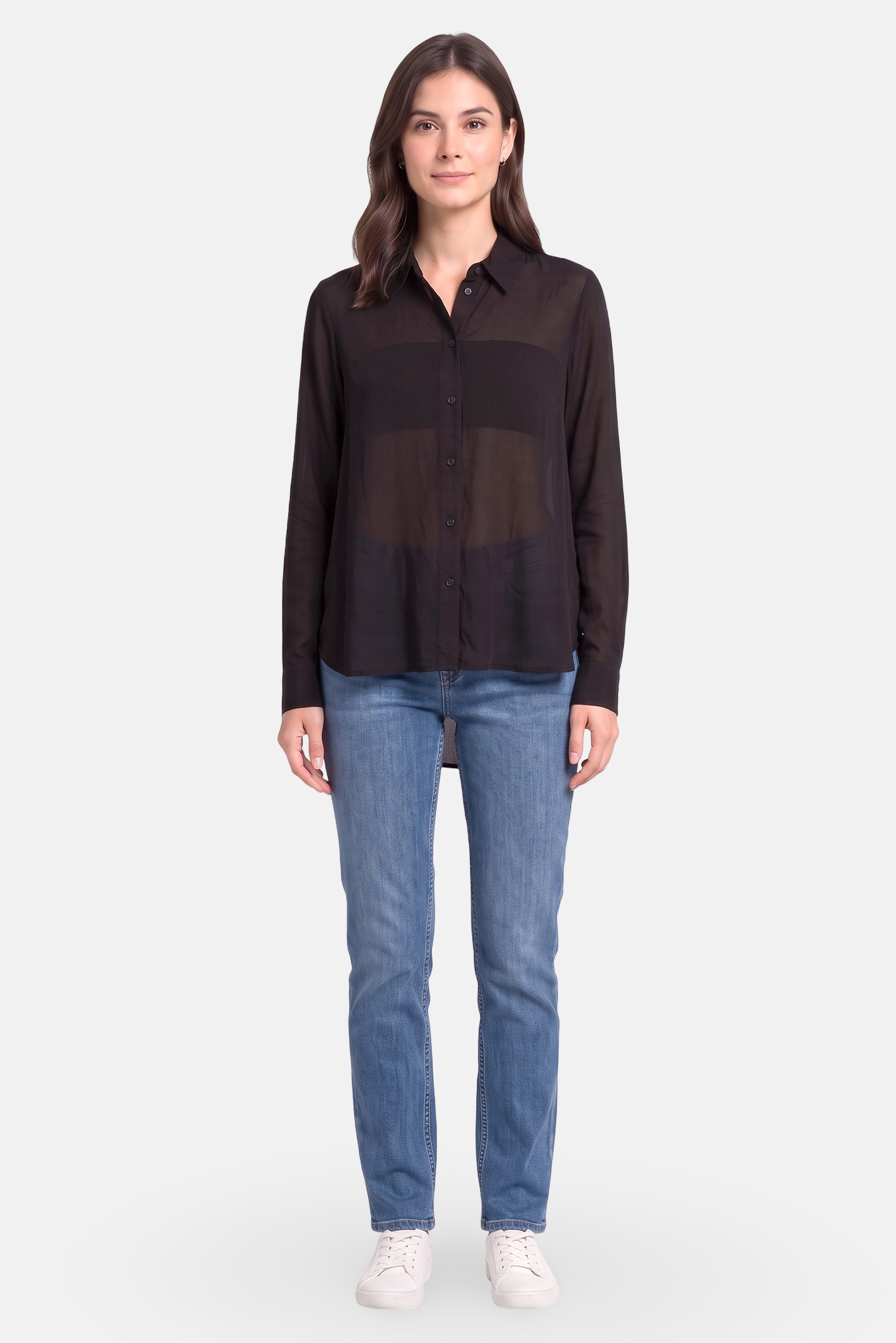 Women Regular Fit Long Sleeve Solid Shirt, Black