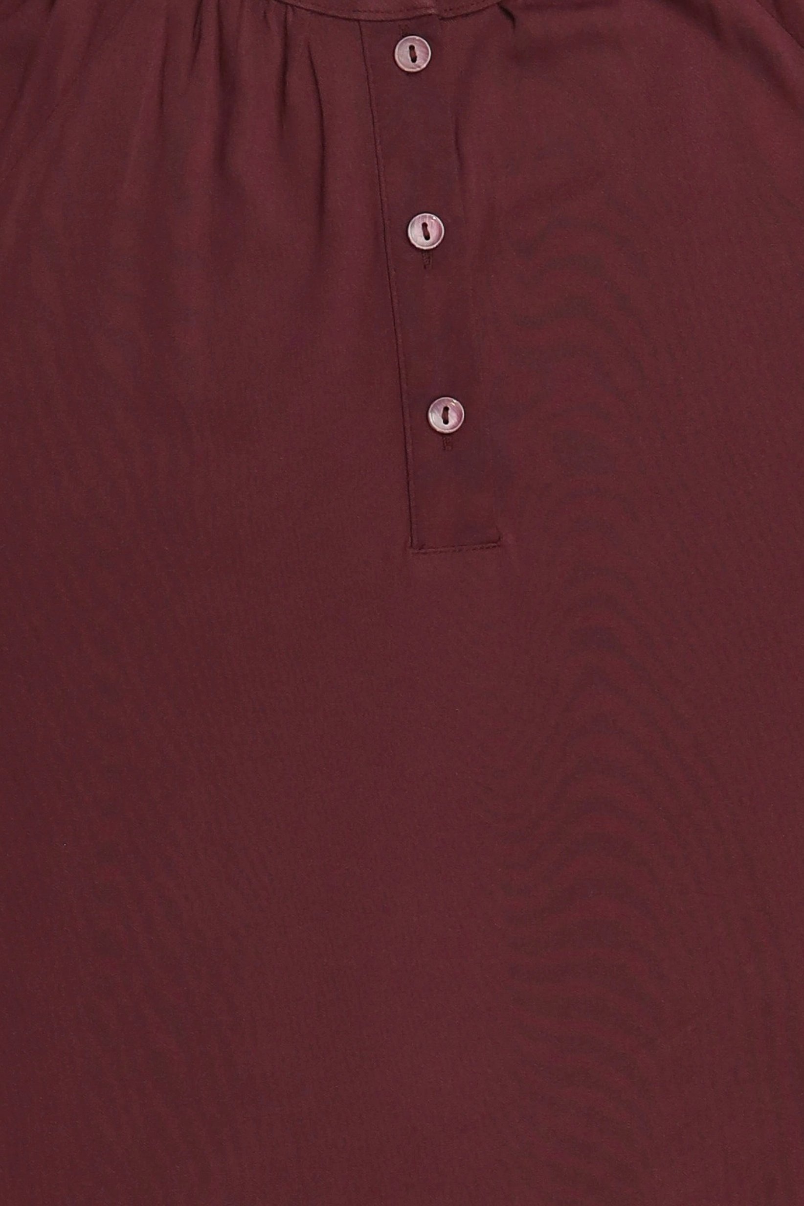Women Crew Neck Long Sleeve Plain Blouse, Burgundy