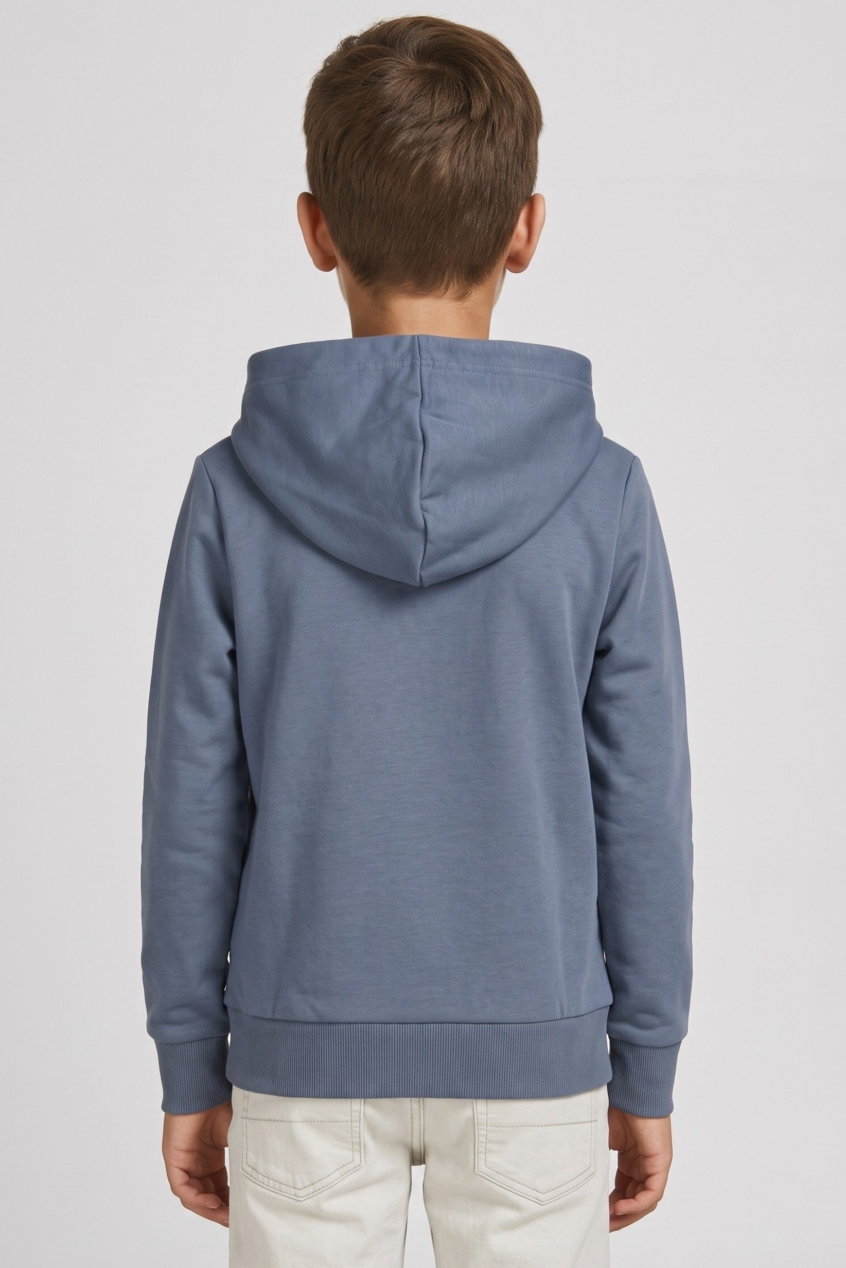 Kids Boy Graphic Print Long Sleeve Hoodie, Dusty Blue
