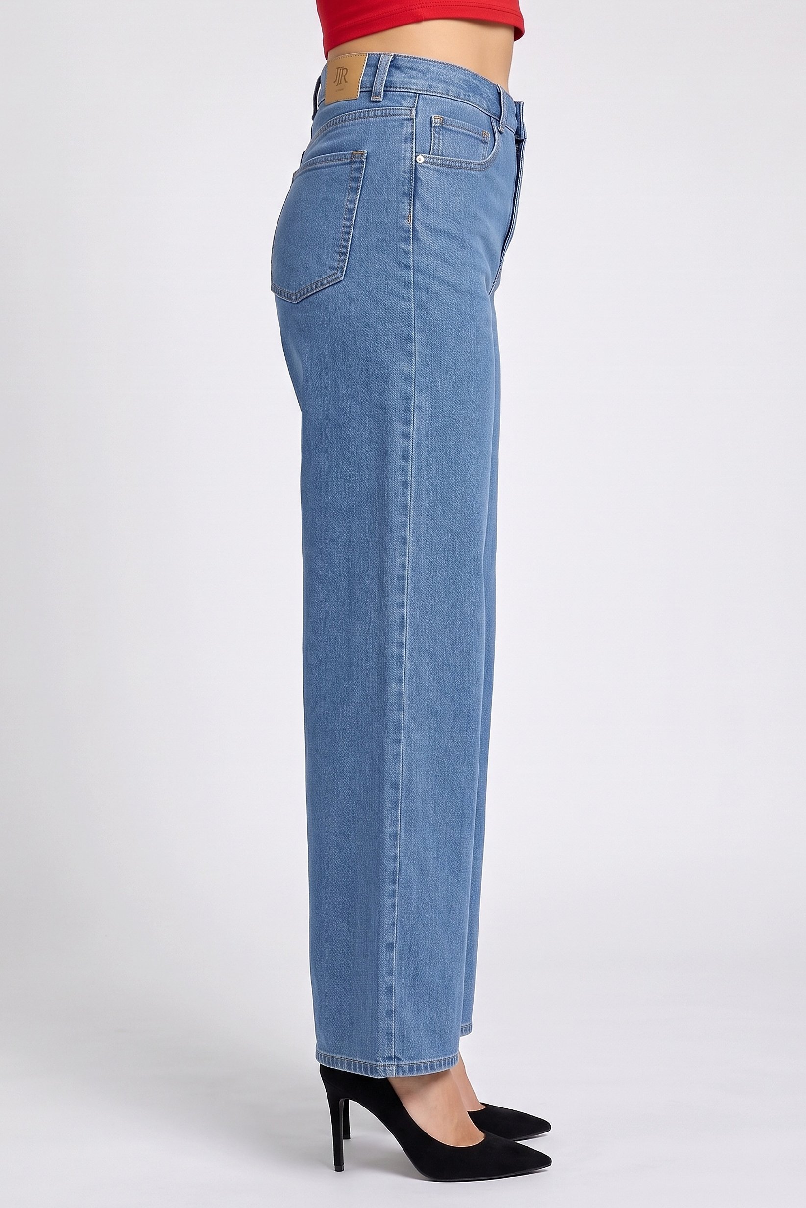 Women Regular Fit 32 Length Wide Leg Denim Jeans, Blue
