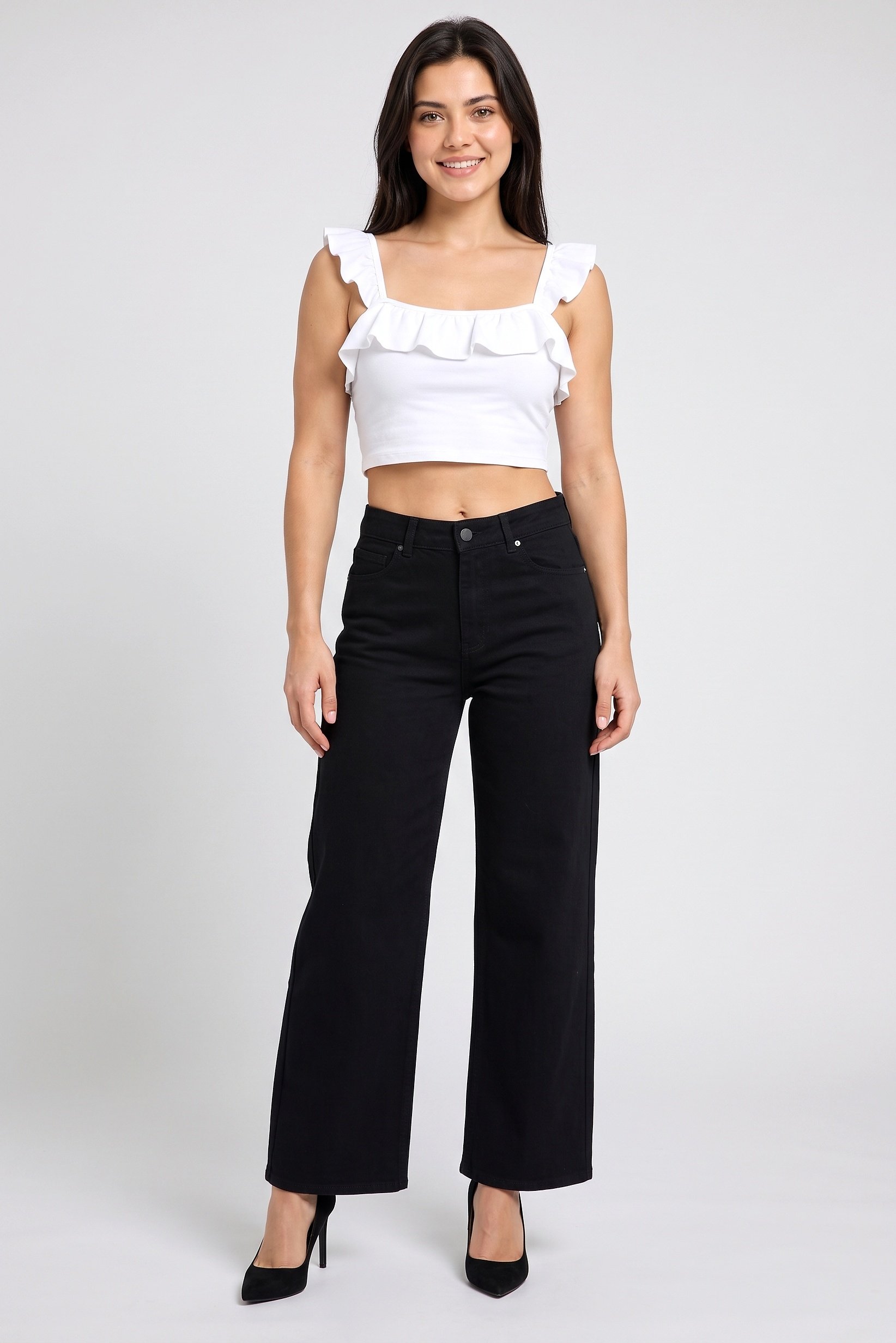 Women Regular Fit Solid Stretchable Jeans, Black