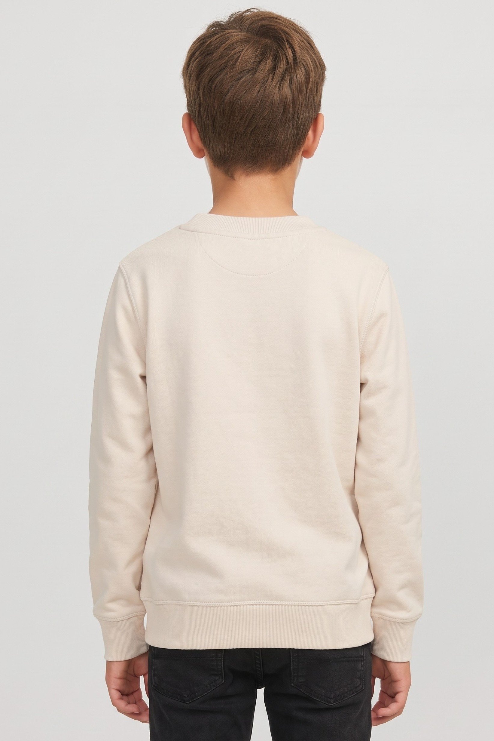 Kids Boys Brand Logo Long Sleeve Sweatshirt, Beige