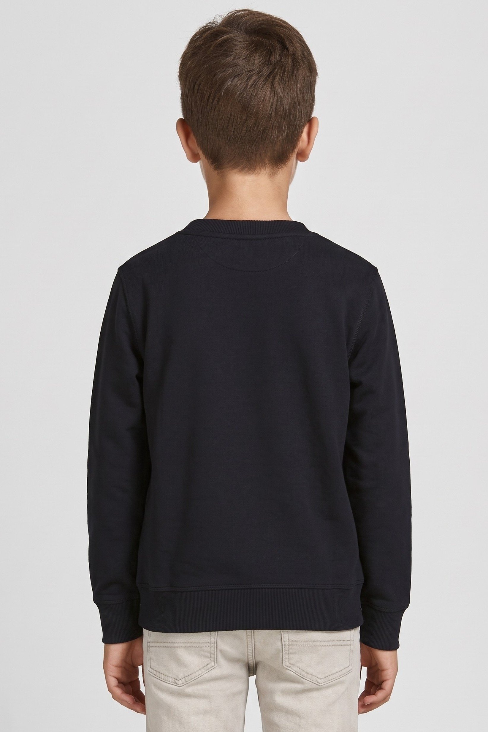 Kids Boy Brand Logo Long Sleeve Sweatshirt, Black