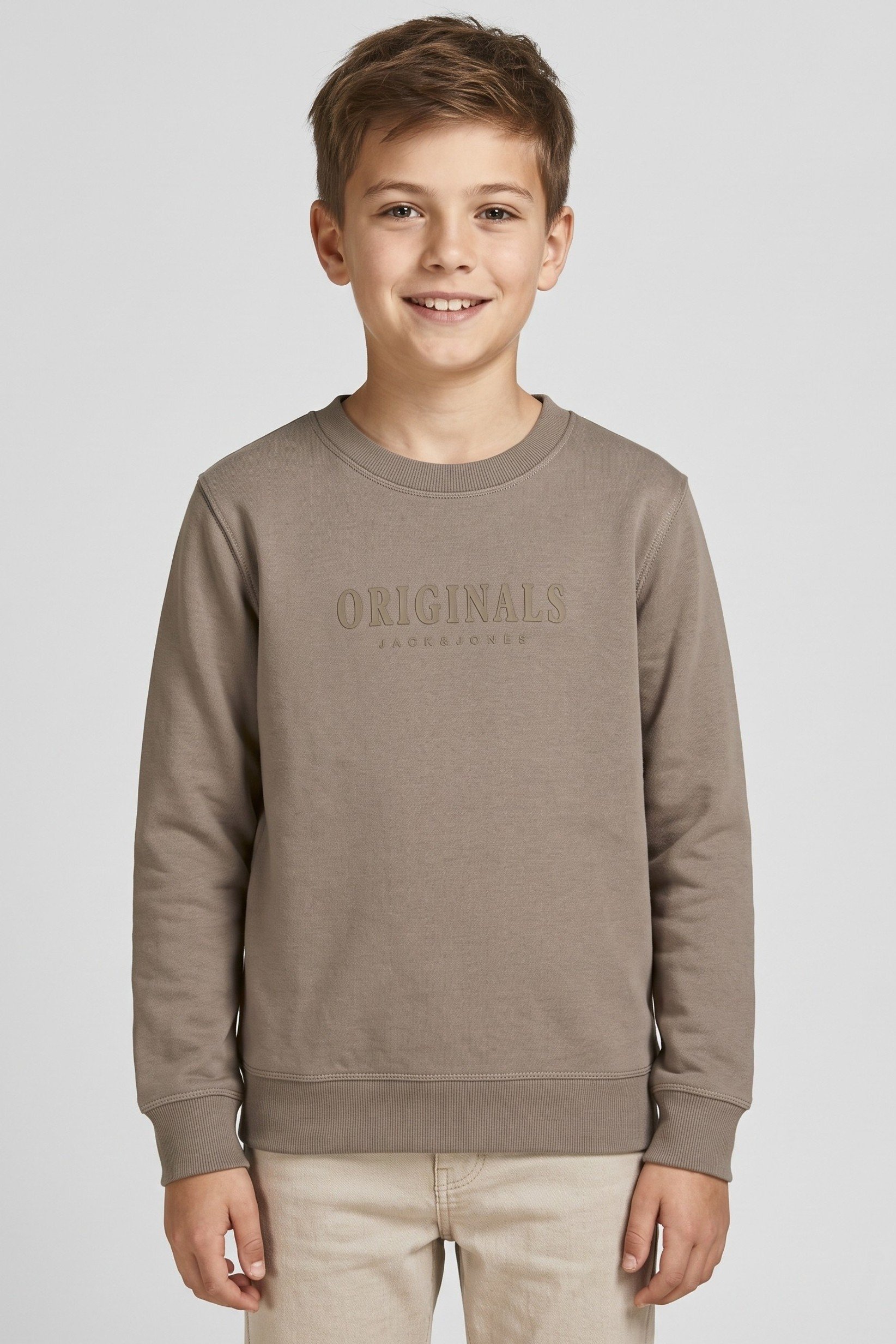 Kids Boy Graphic Printed  Long Sleeve Sweatshirt, Taupe