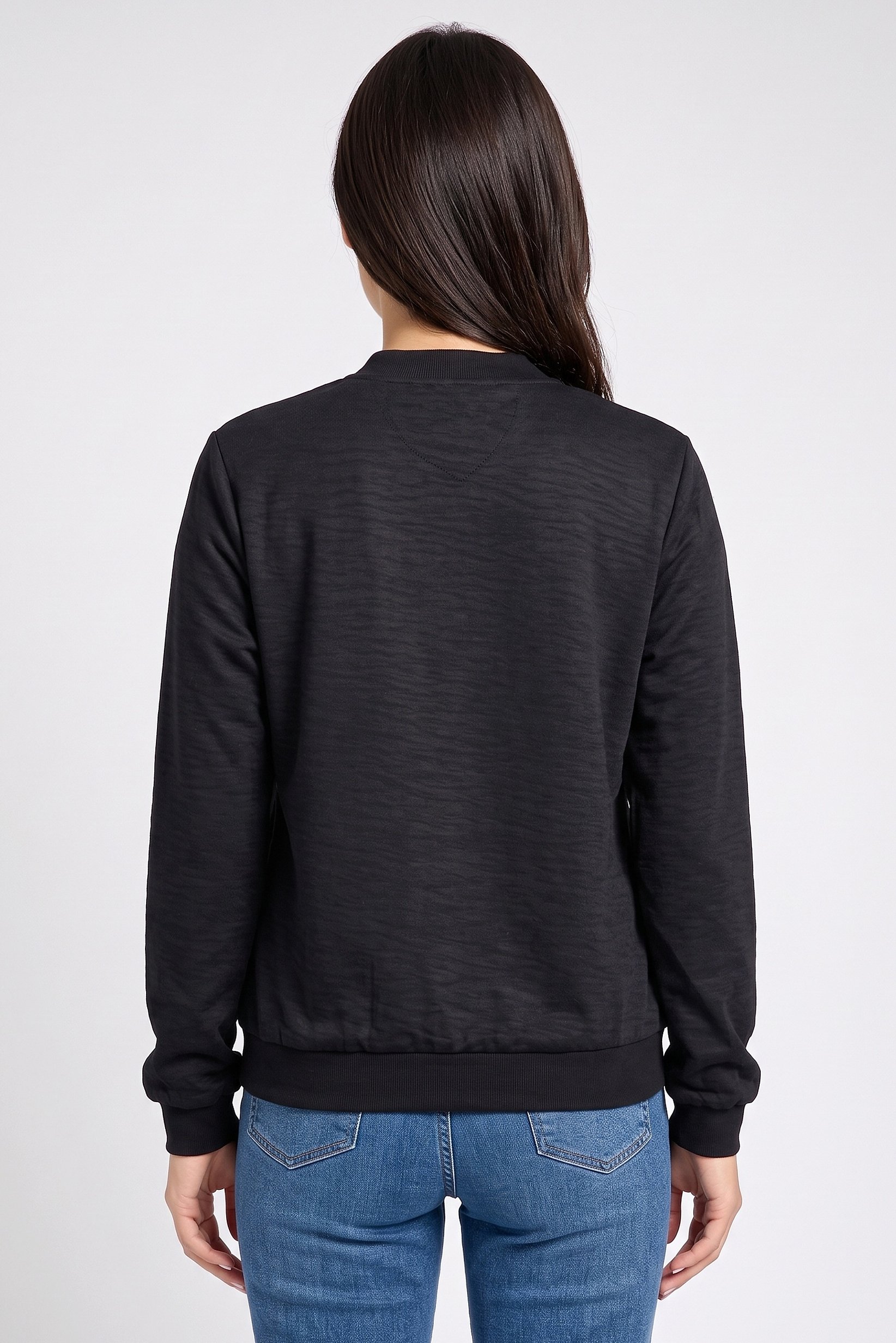 Women Solid Full Zip Jacket Shirt, Black