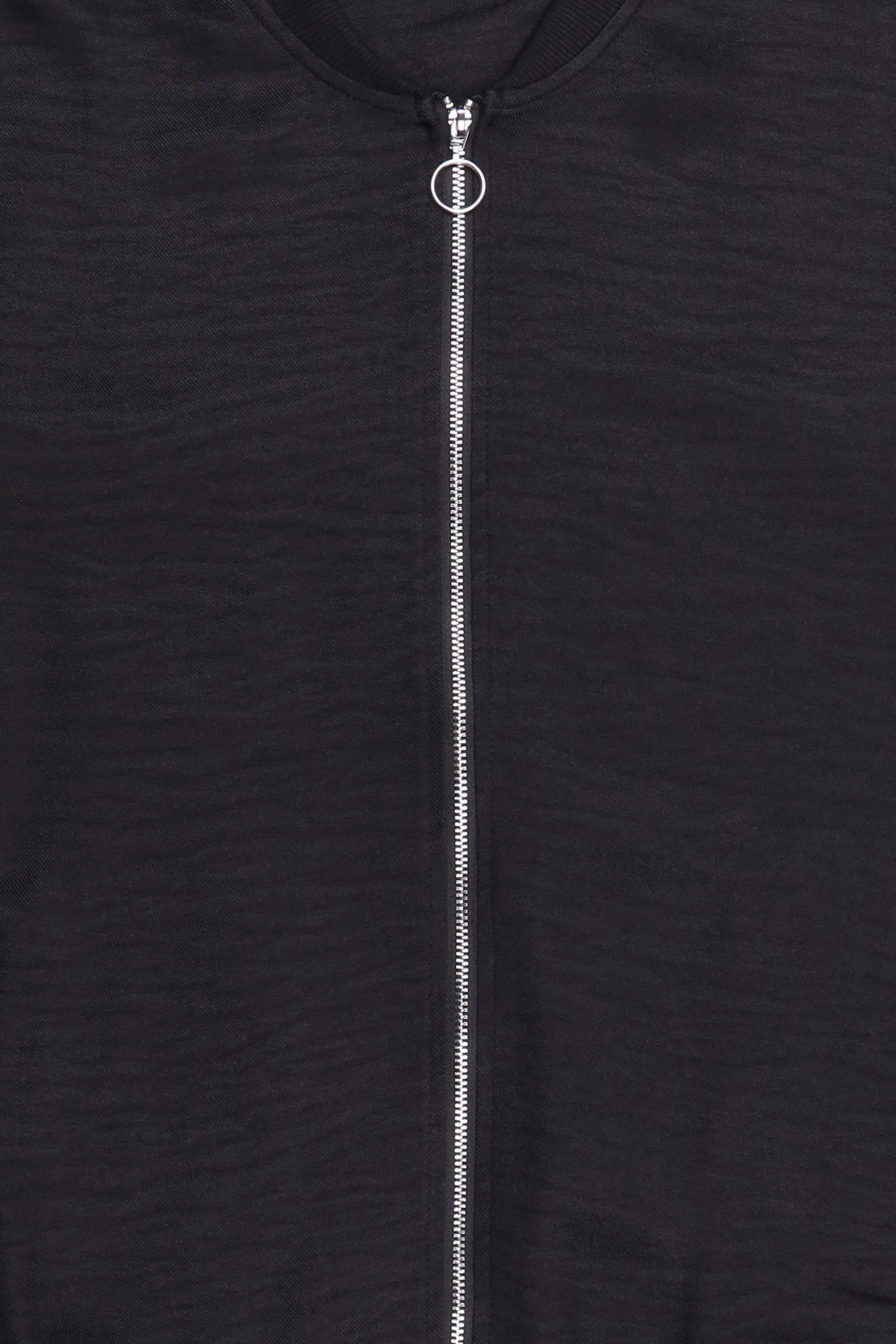 Women Solid Full Zip Jacket Shirt, Black