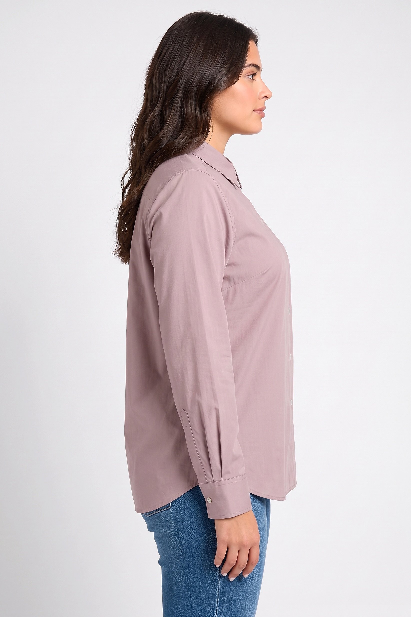 Women Regular Fit Plain Long Sleeve Shirt, Dusty Pink