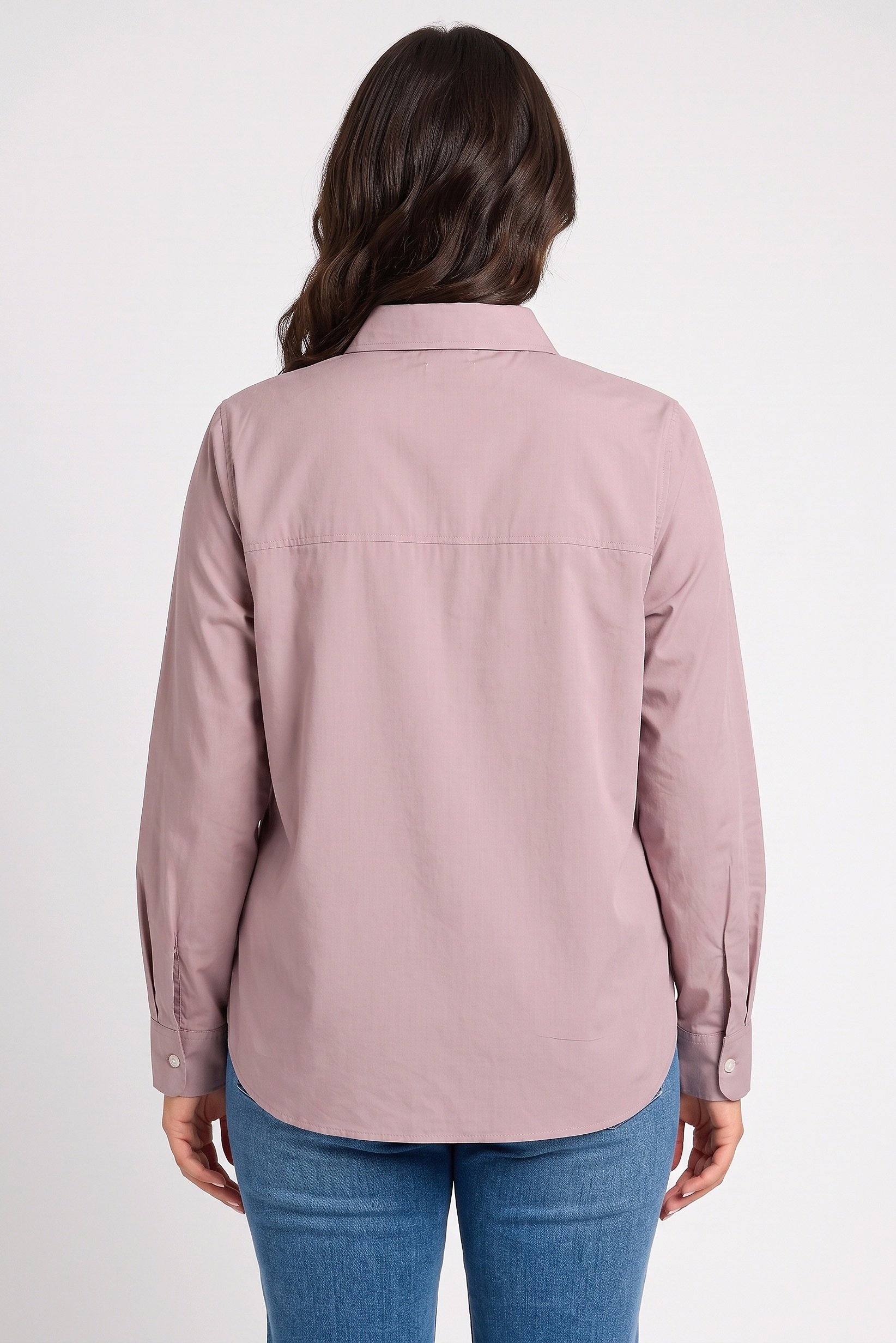 Women Regular Fit Plain Long Sleeve Shirt, Dusty Pink