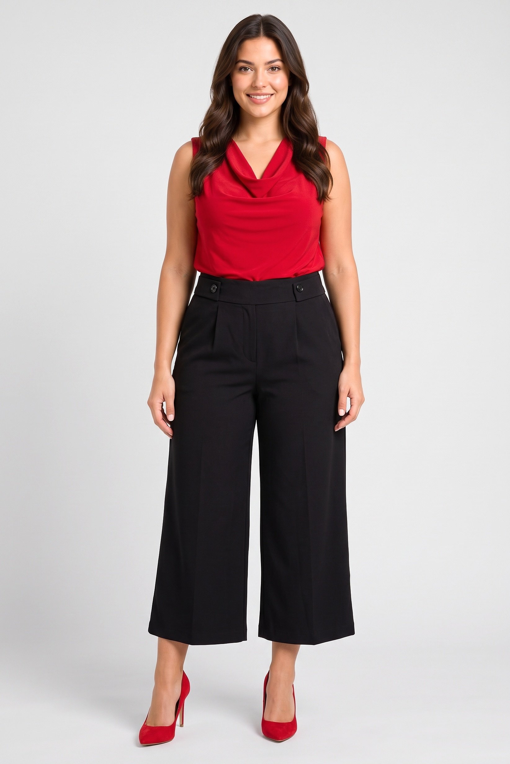 Women Regular Fit Solid Wide Leg Pants, Pants