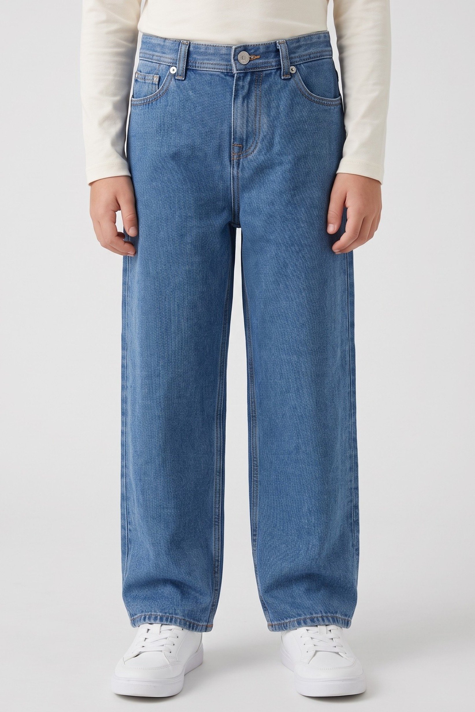 Kids Boy Baggy Fit Washed Denim Jeans, Blue
