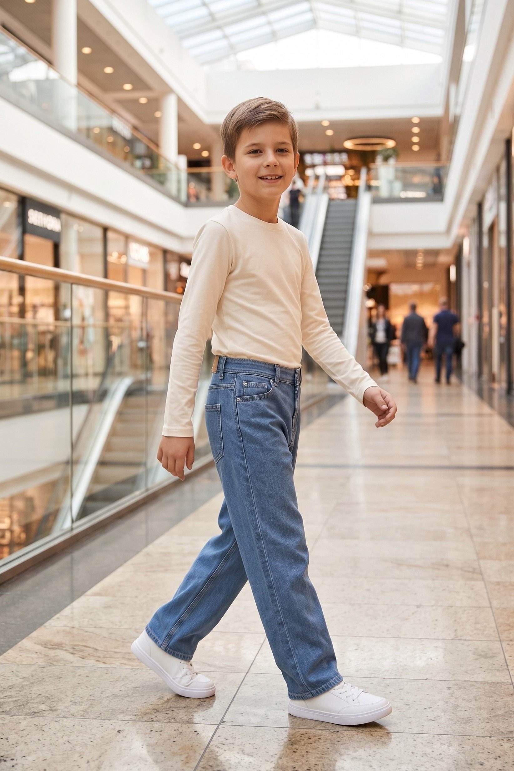 Kids Boy Baggy Fit Washed Denim Jeans, Blue