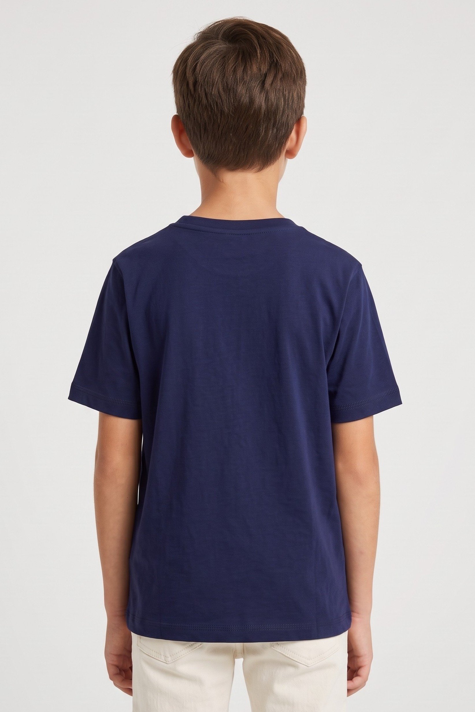 Kids Boy Short Sleeve Embroidered T-Shirt, Navy Blue
