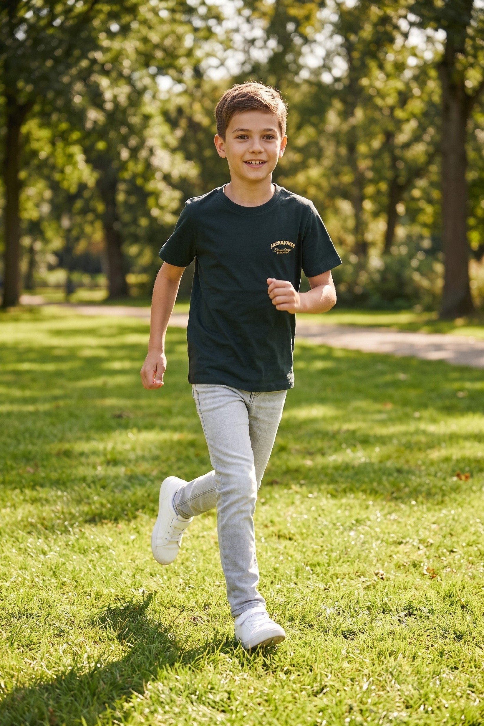Kids Boy Brand Short Sleeve Logo T-Shirt, Dark Green