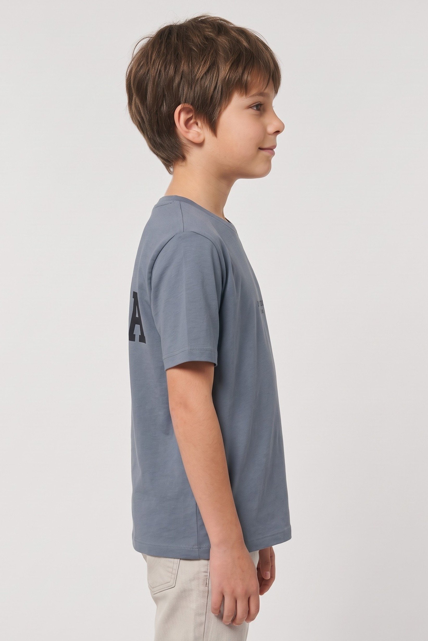Kids Boy Crew Neck Short Sleeve Graphic Print T-Shirt, Grey