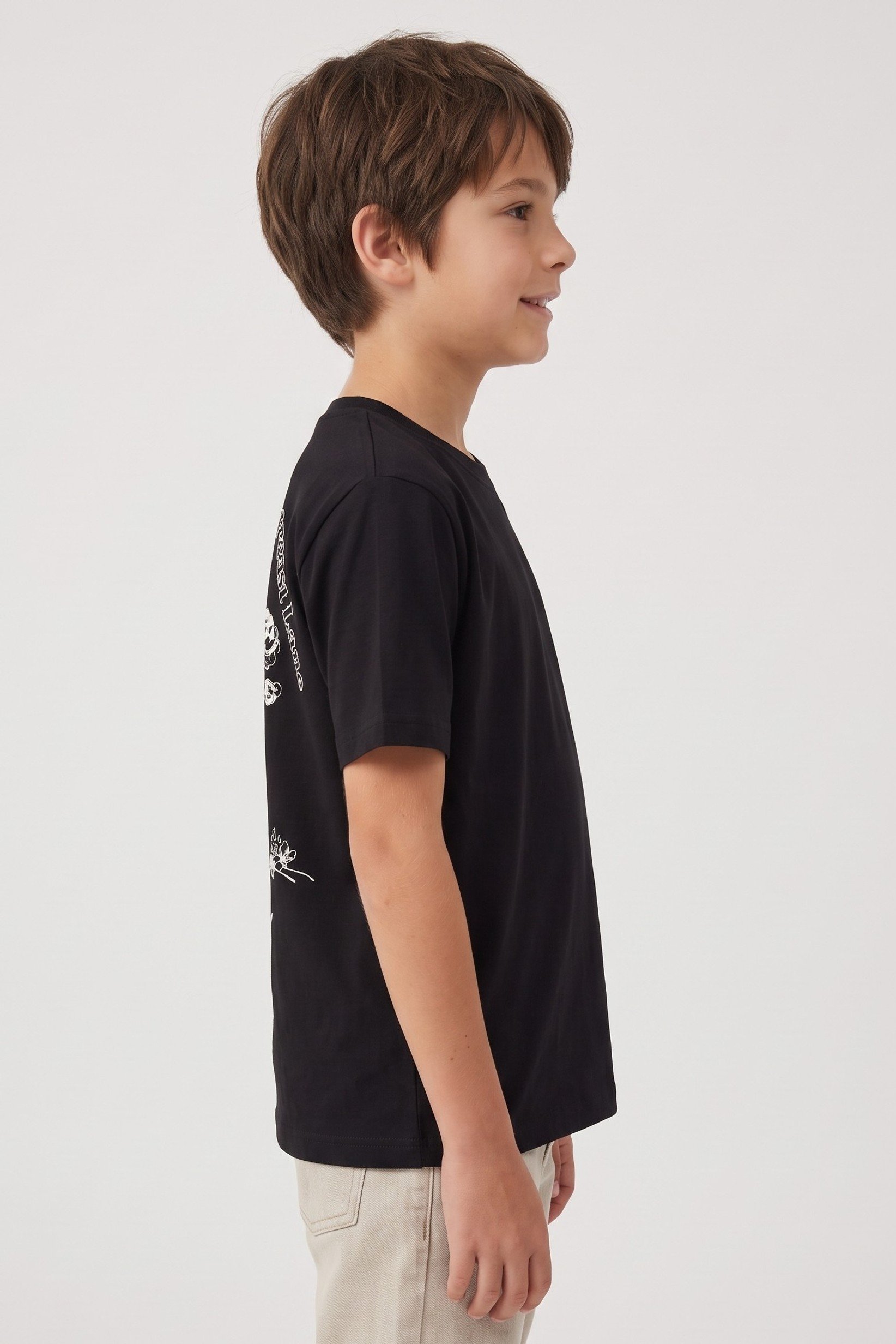 Kids Boy Short Sleeve Graphic Print T-Shirt, Black