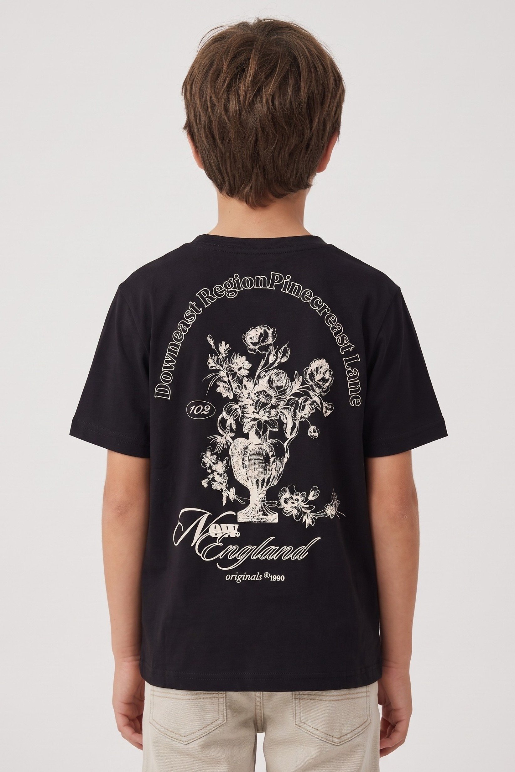 Kids Boy Short Sleeve Graphic Print T-Shirt, Black