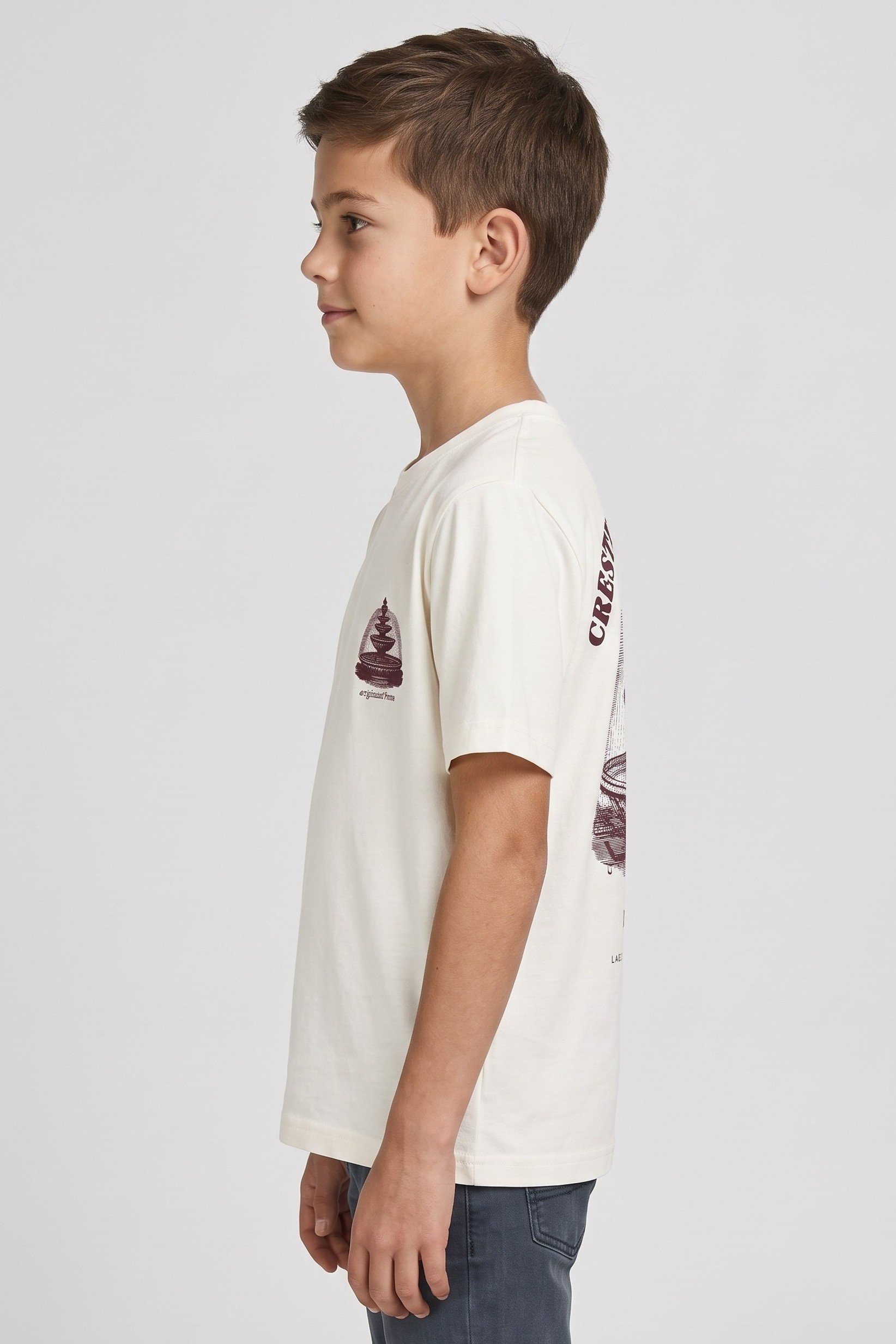 Kids Boy  Short Sleeve Graphic Printed T-Shirt, Off White