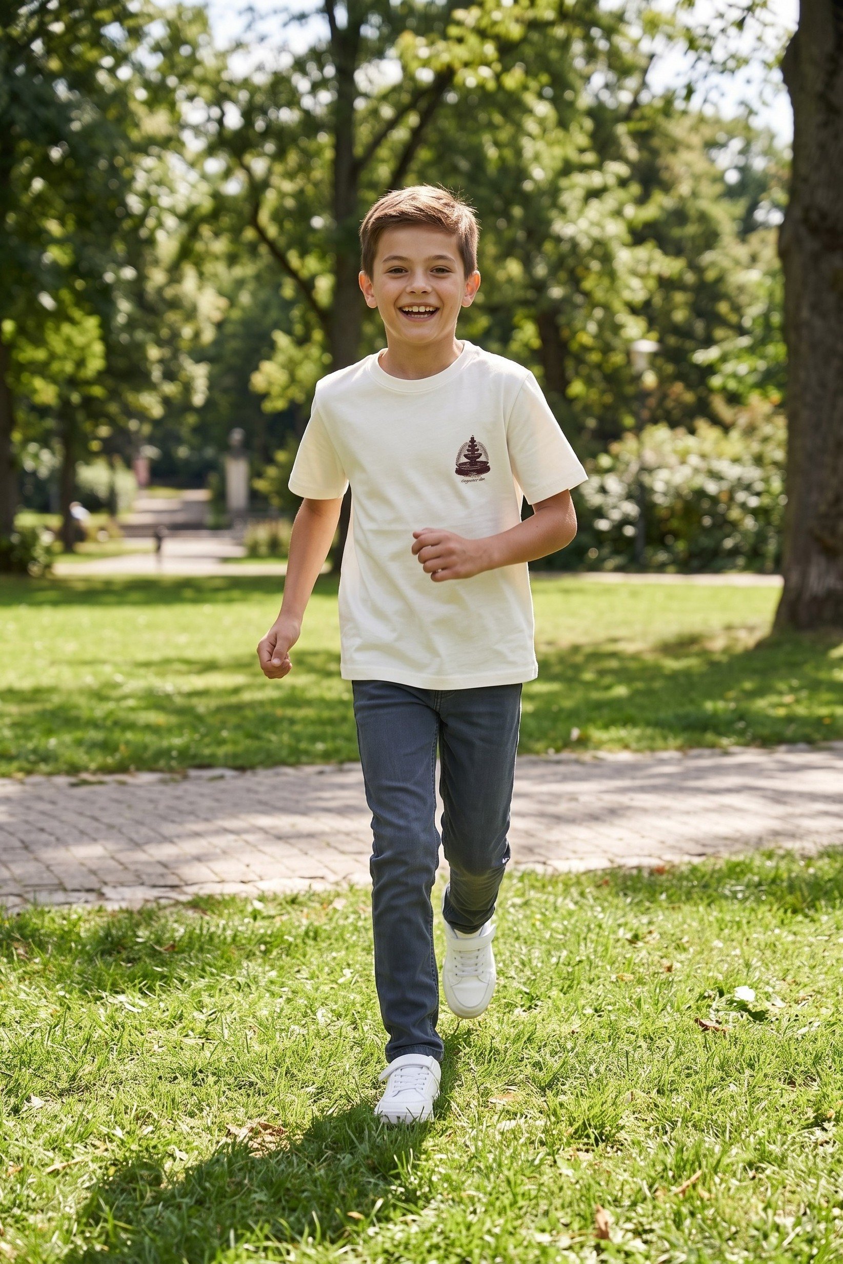 Kids Boy  Short Sleeve Graphic Printed T-Shirt, Off White