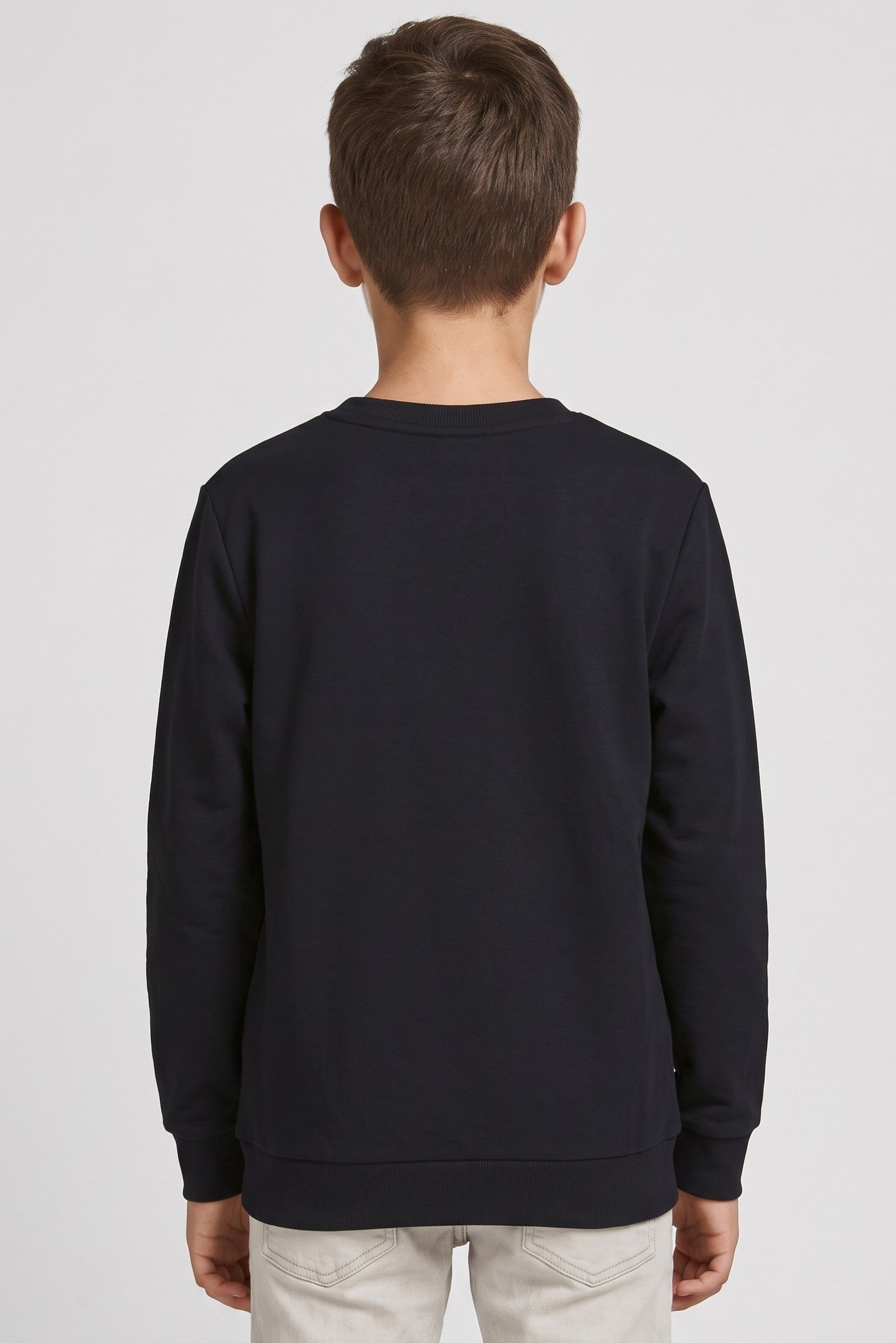 Kids Boy Crew Neck Graphic Print Long Sleeve Sweatshirt, Black