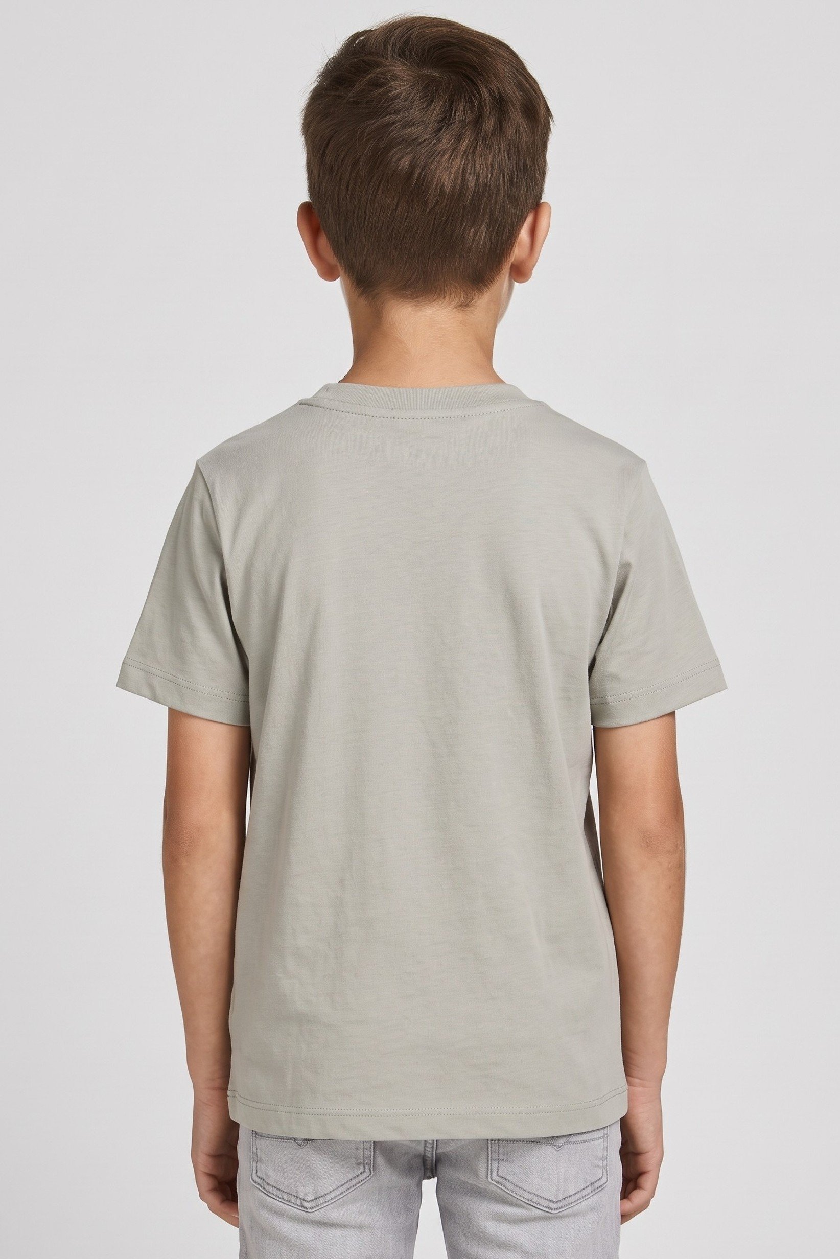 Kids Boy Short Sleeve Brand Logo T-Shirt, Light Sage