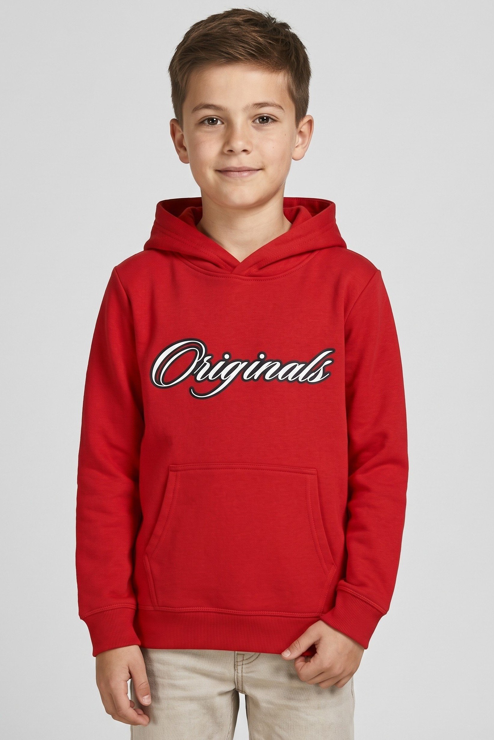 Kids Boy Long Sleeve Graphic Print Hoodie, Red