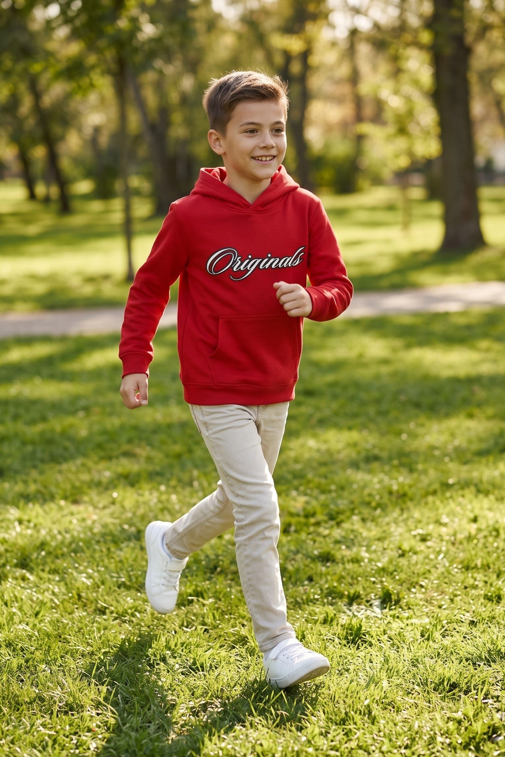 Kids Boy Long Sleeve Graphic Print Hoodie, Red