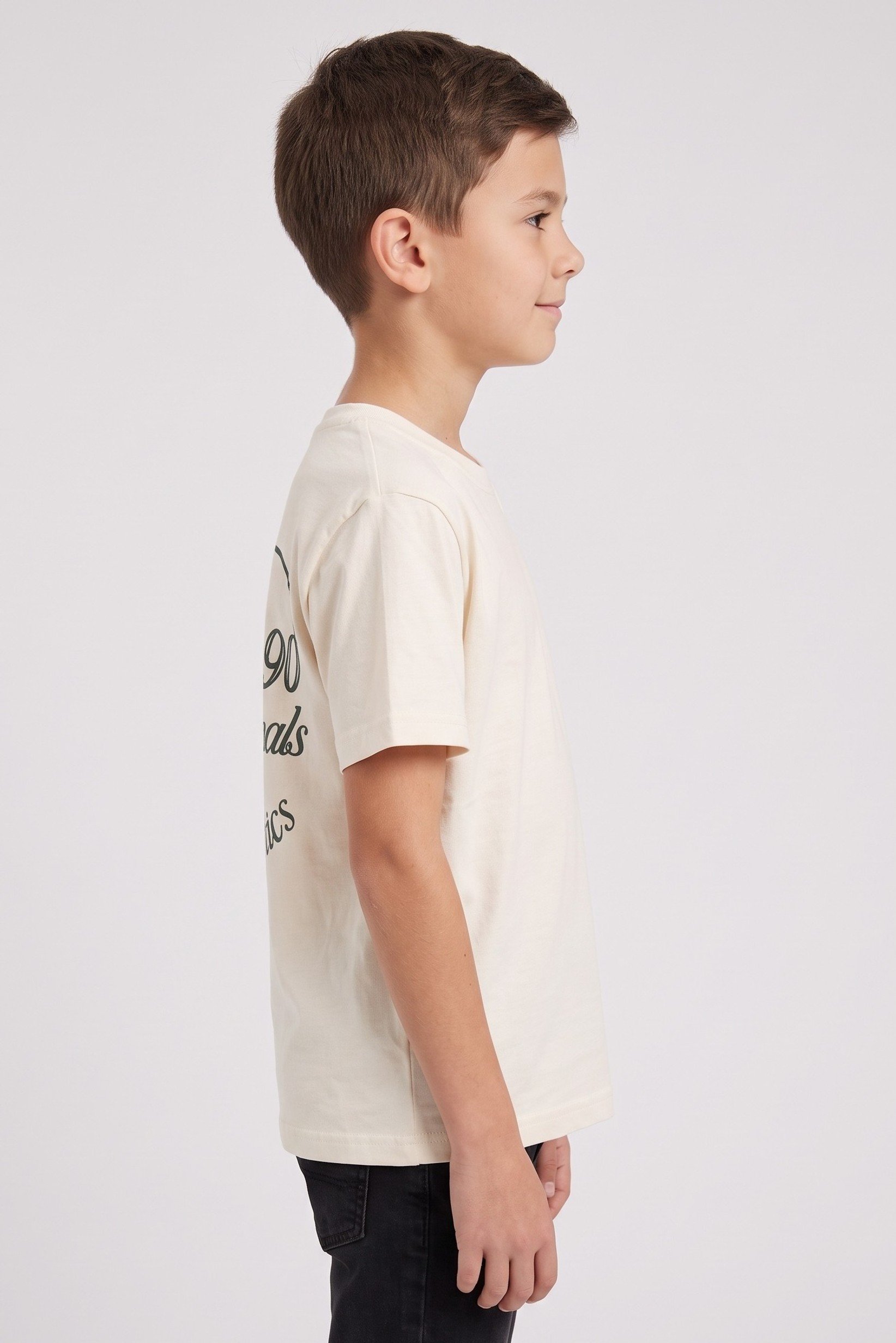 Kids Boy Crew Neck Short Sleeve Graphic Print T-Shirt, Beige