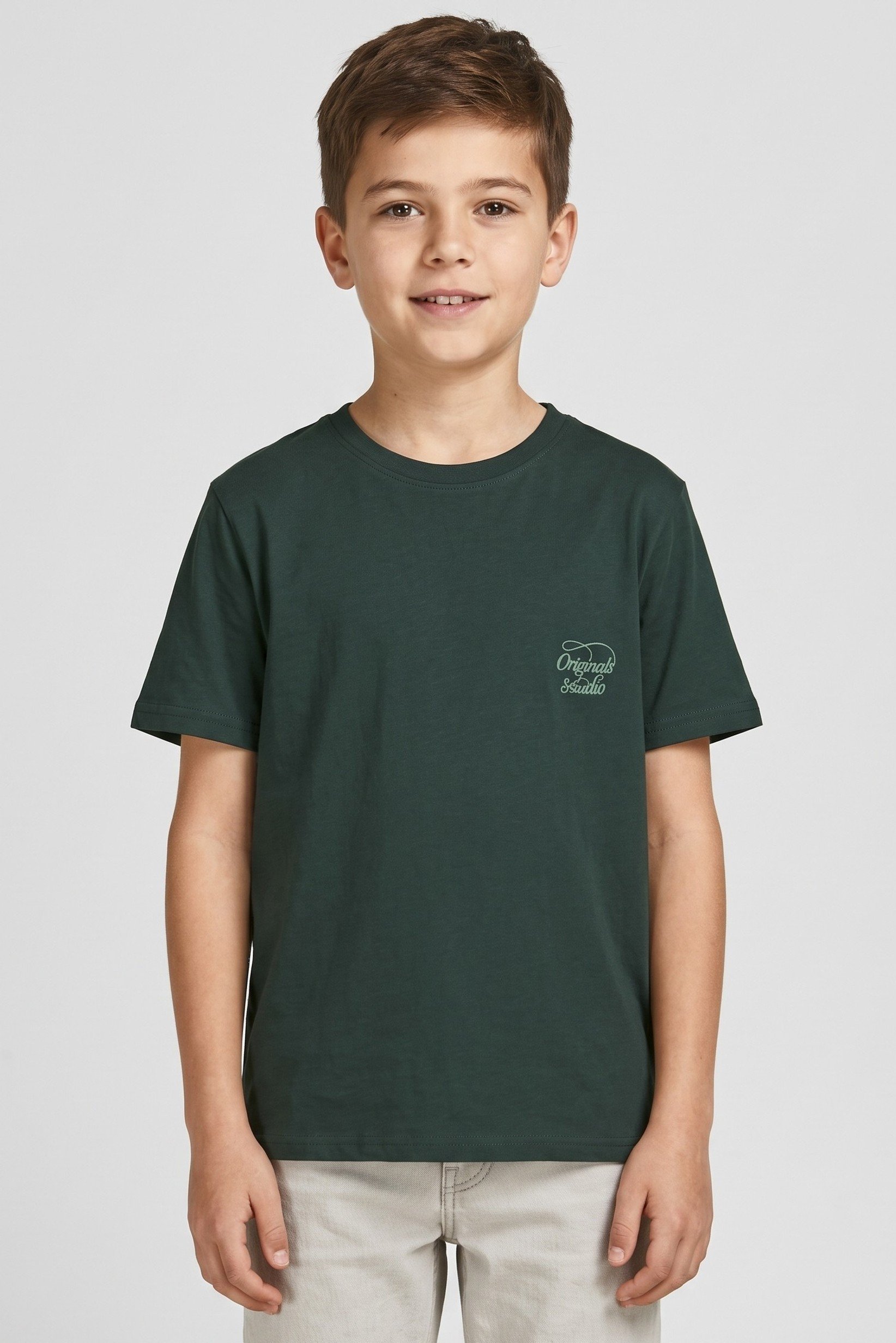 Kids Boy Crew Neck Short Sleeve Graphic Print T-Shirt, Dark Green