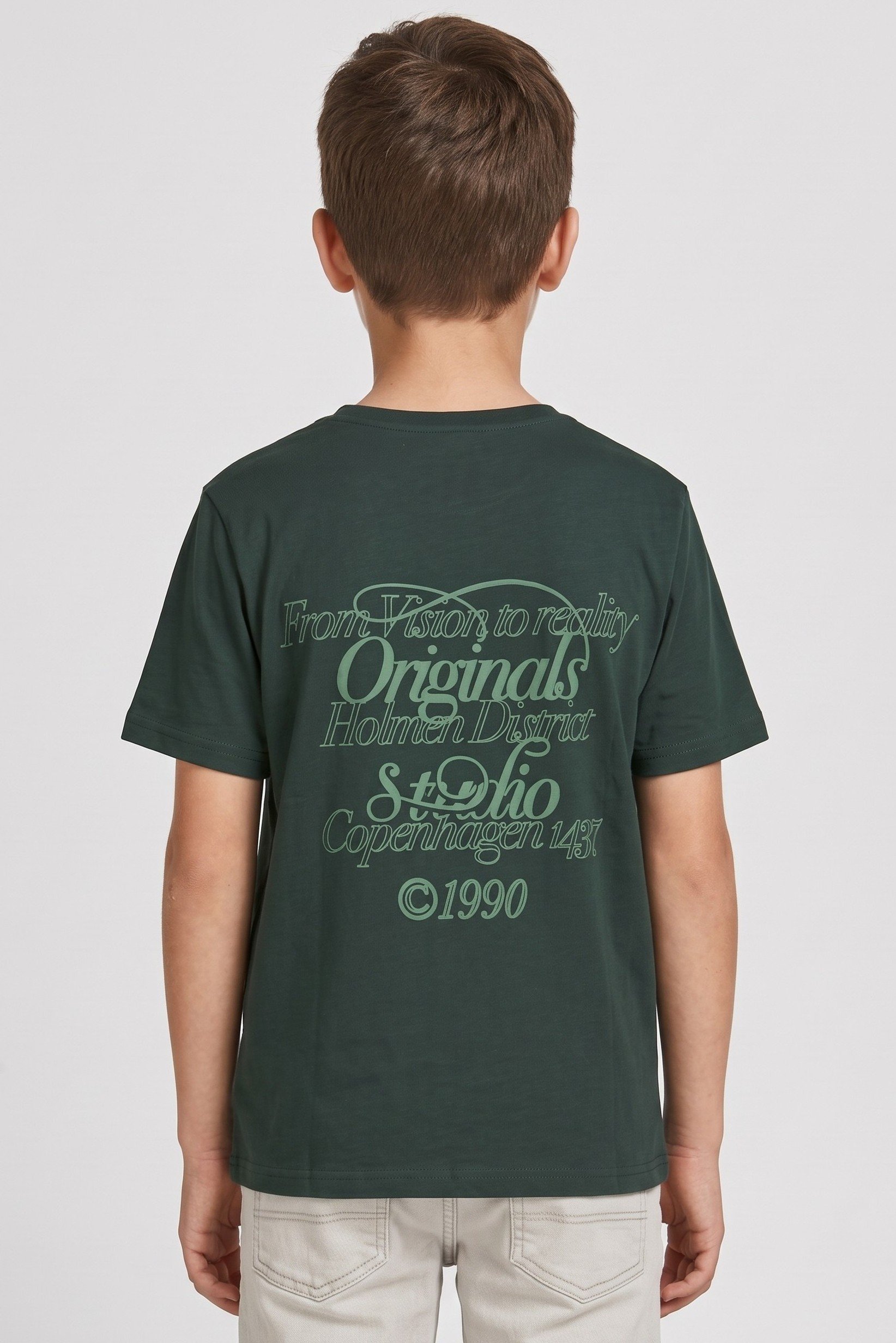 Kids Boy Crew Neck Short Sleeve Graphic Print T-Shirt, Dark Green