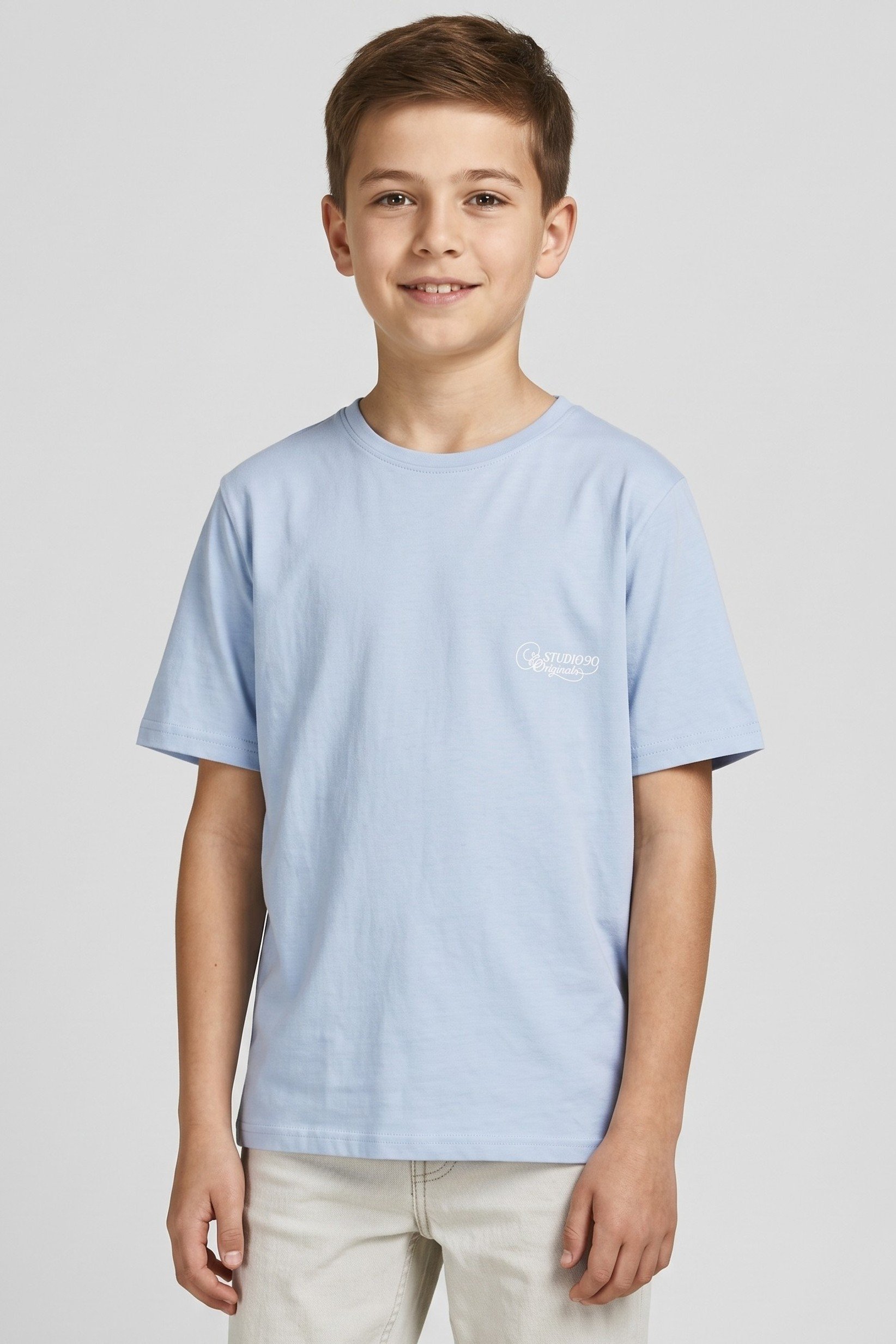 Kids Boy Crew Neck Short Sleeve Graphic Print T-Shirt, Sky Blue