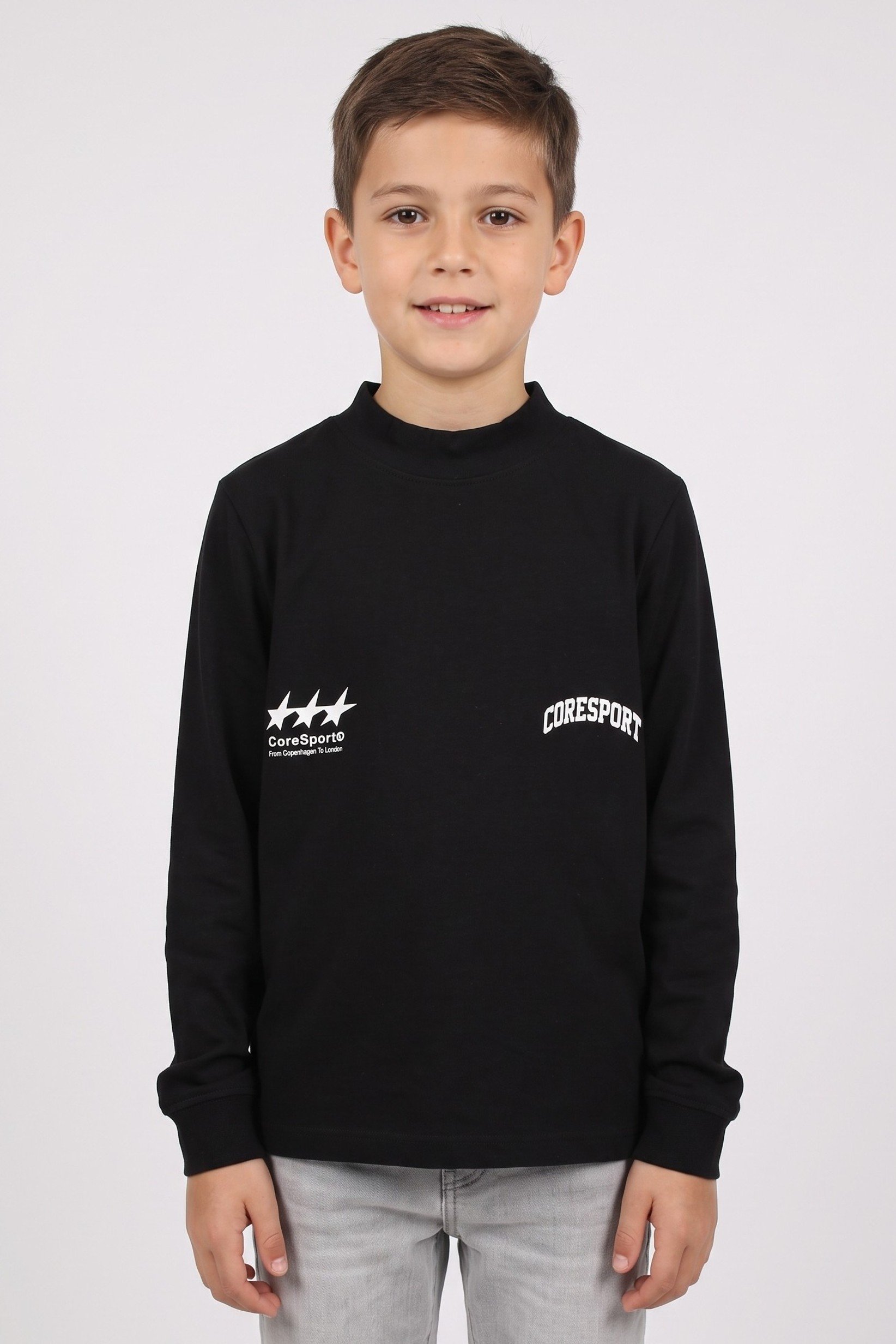 Kids Boy Graphic Print Long Sleeve Sweatshirt, Black