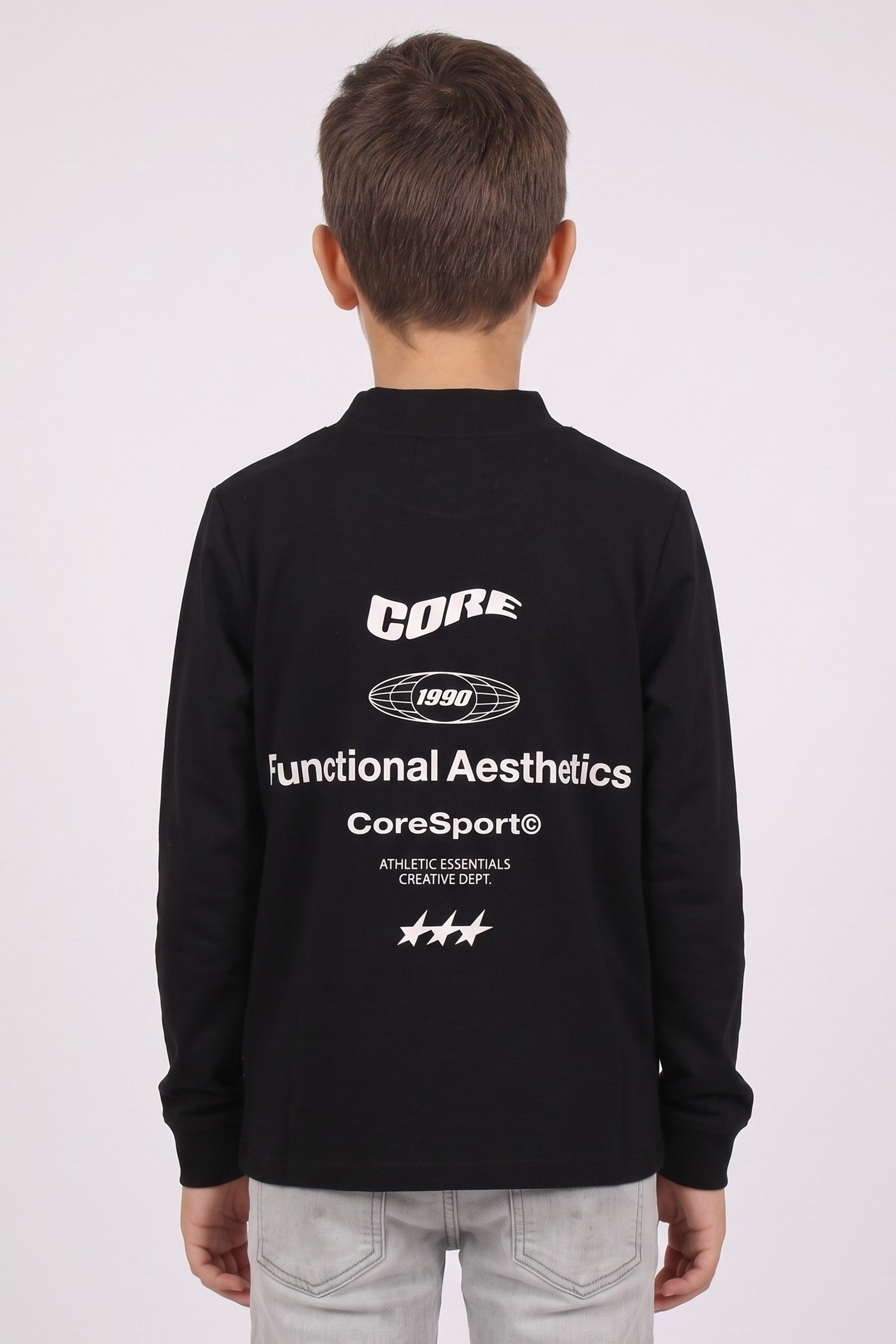 Kids Boy Graphic Print Long Sleeve Sweatshirt, Black