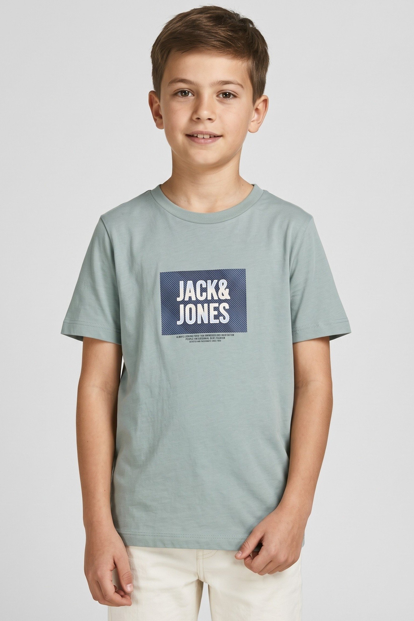 Kids Boy Brand Logo Short Sleeve T-Shirt, Sage Green