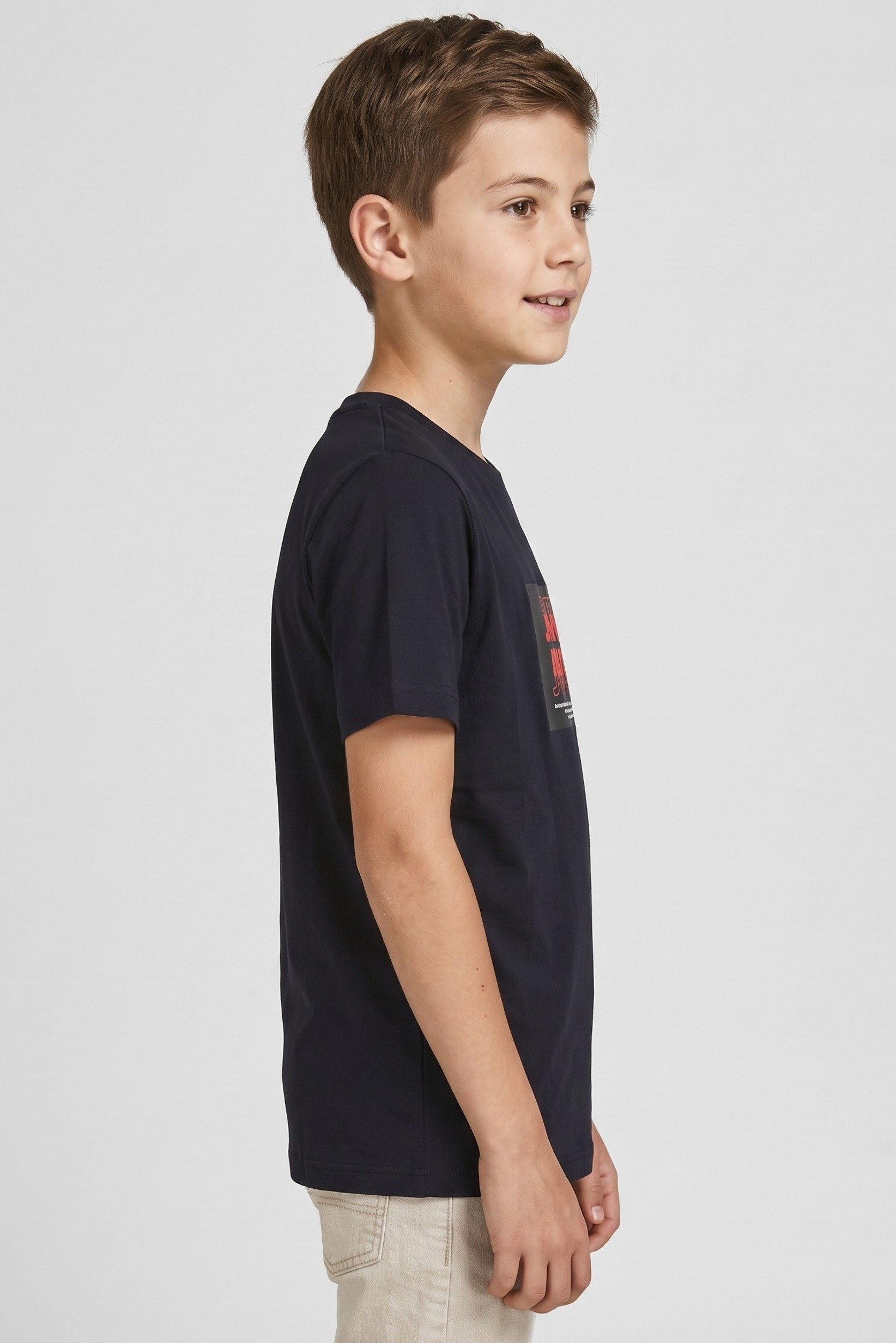 Kids Boy Brand Logo Short Sleeve T-Shirt, Navy Blue