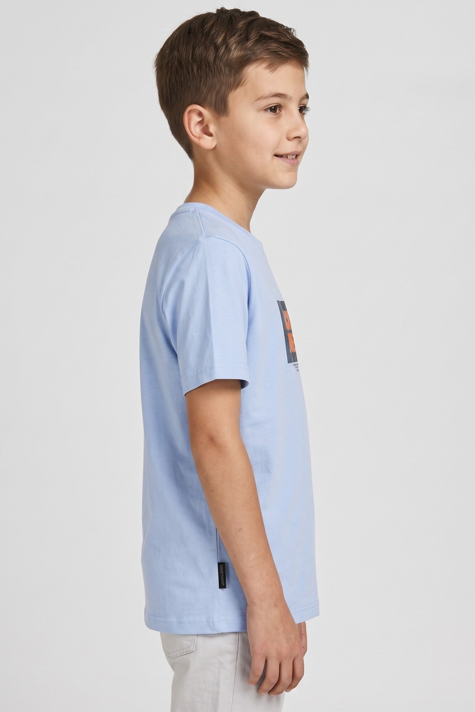 Kids Boy Brand Logo Short Sleeve T-Shirt, Light Blue