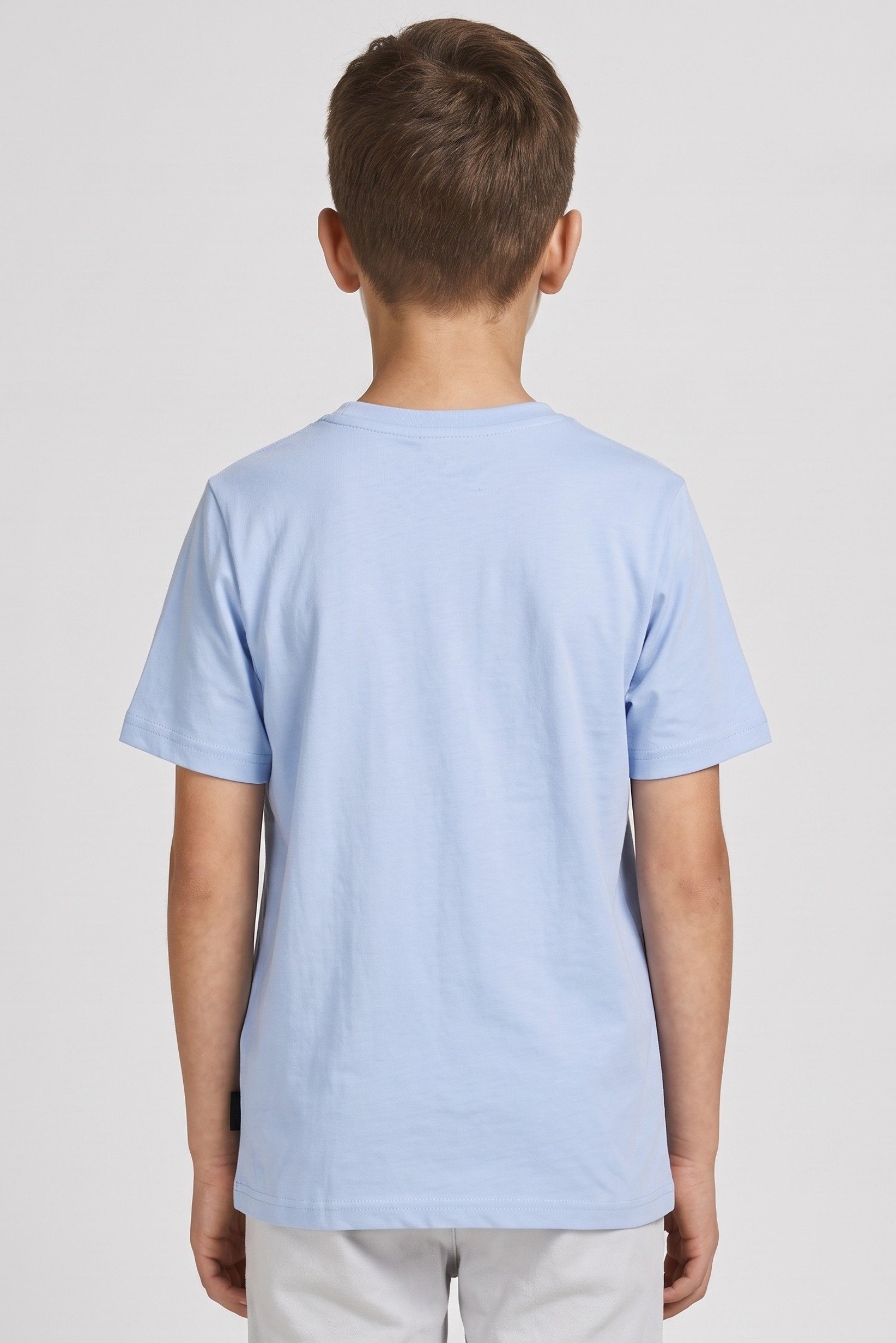 Kids Boy Brand Logo Short Sleeve T-Shirt, Light Blue