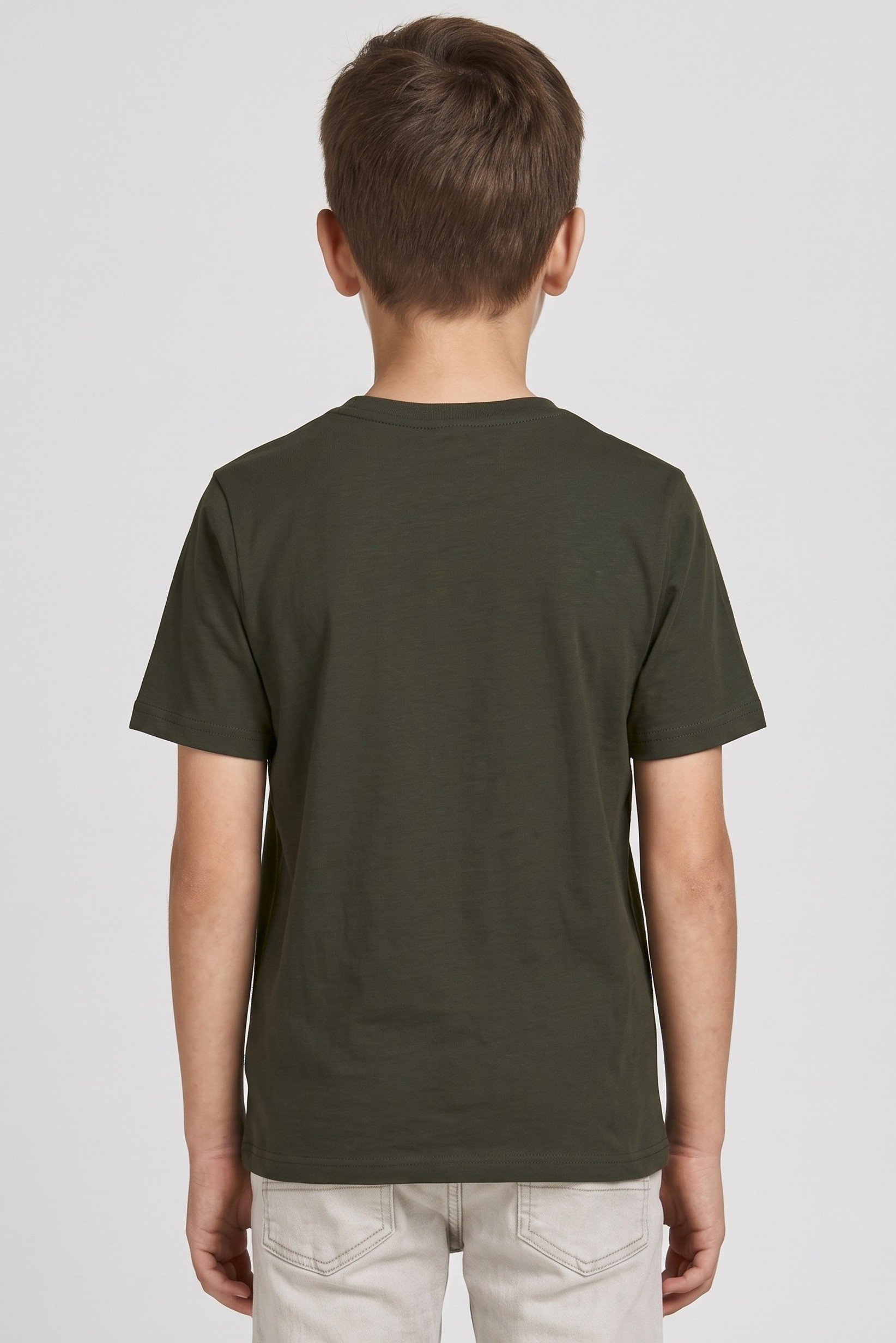 Kids Boy Short Sleeve Brand Logo T-Shirt, Dark Green