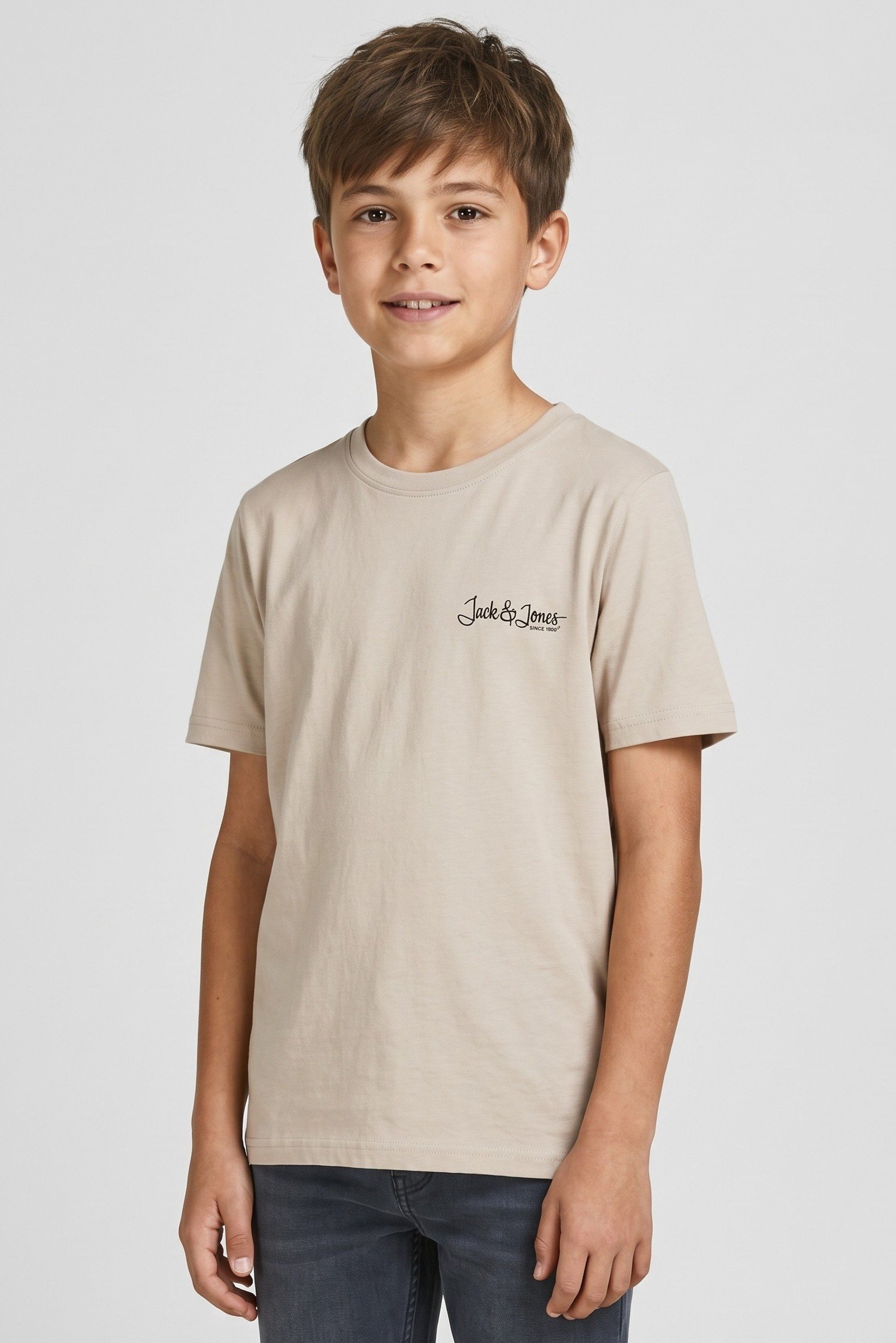 Kids Boy Crew Neck Short Sleeve Graphic Print T-Shirt, Beige