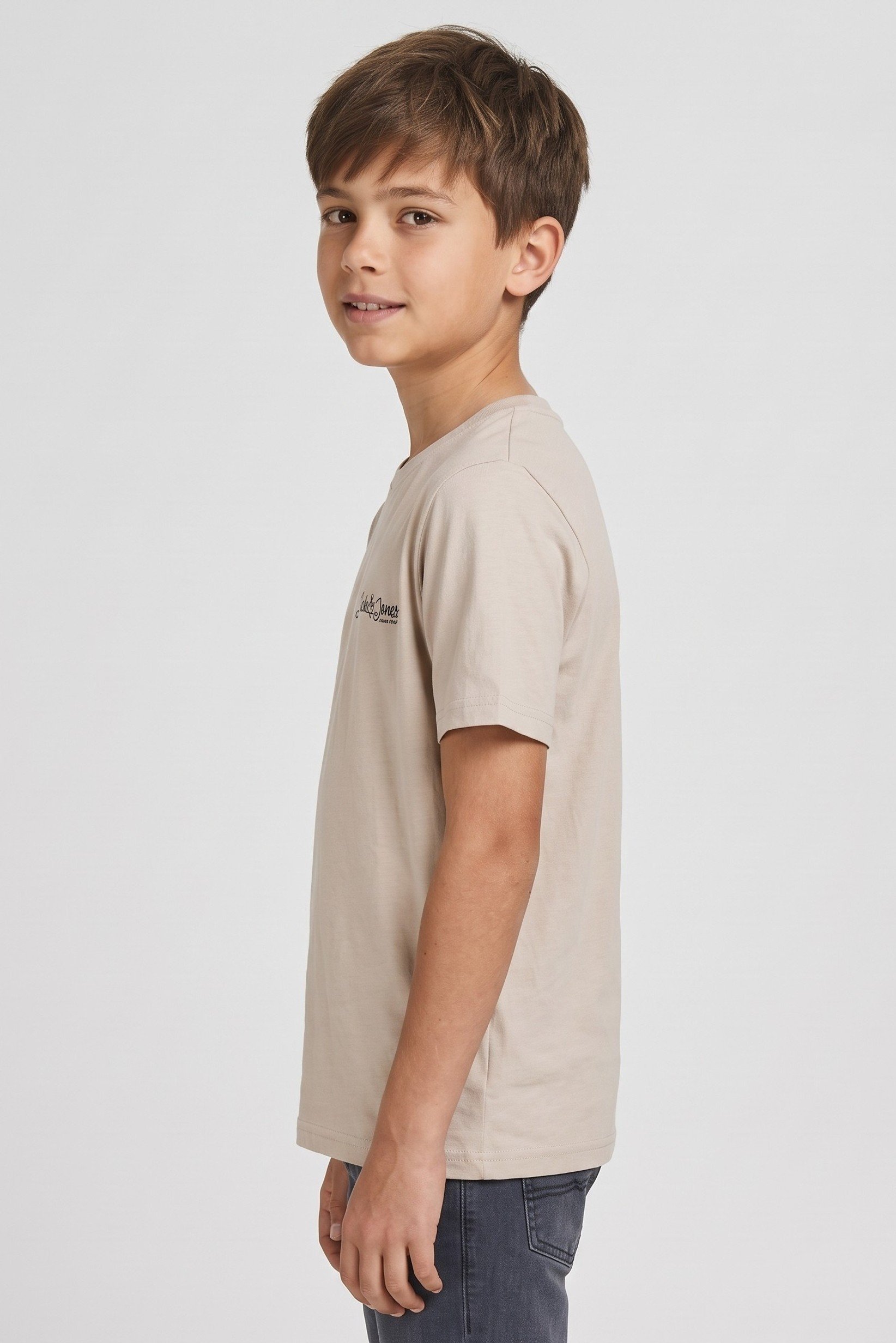 Kids Boy Crew Neck Short Sleeve Graphic Print T-Shirt, Beige