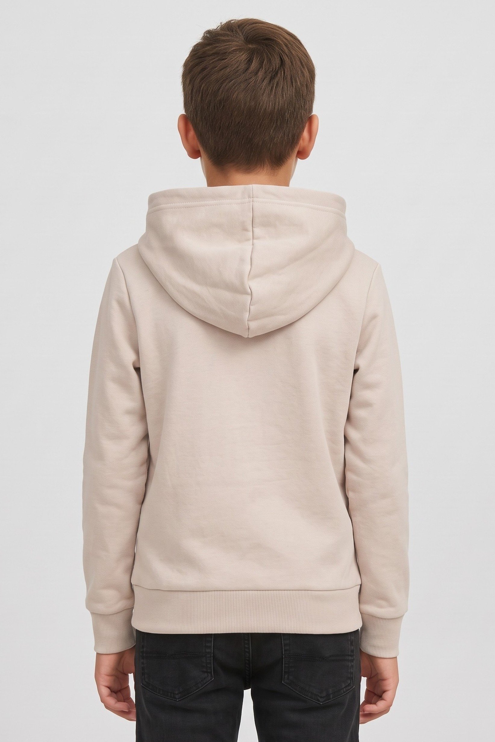 Kids Boy Brand Logo Long Sleeve Hoodie, Beige