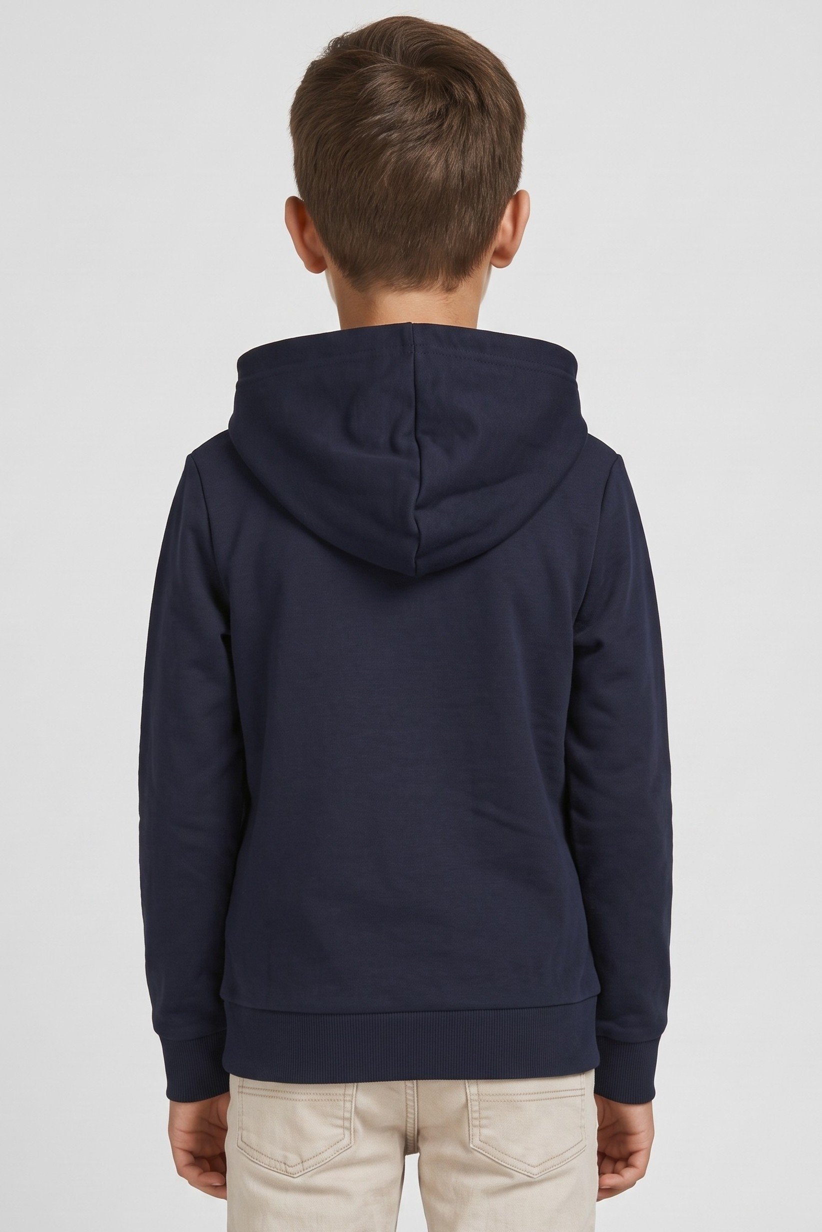 Kids Boy Brand Logo Long Sleeve Hoodie, Dark Navy