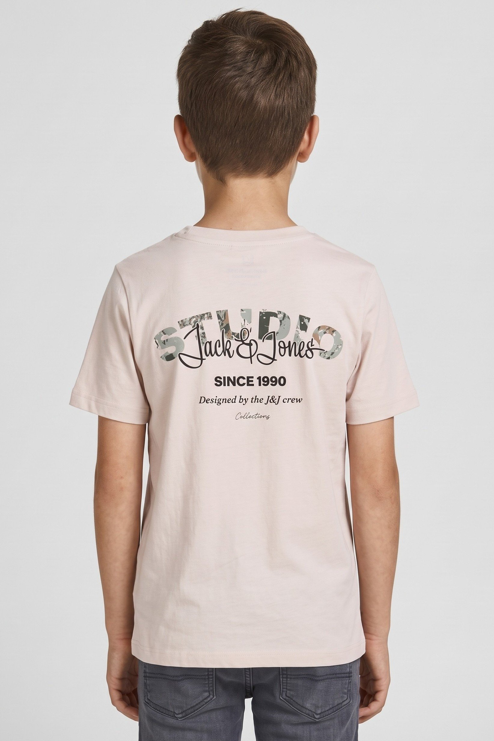 Kids Boy Crew Neck Short Sleeve Graphic Print T-Shirt, Beige