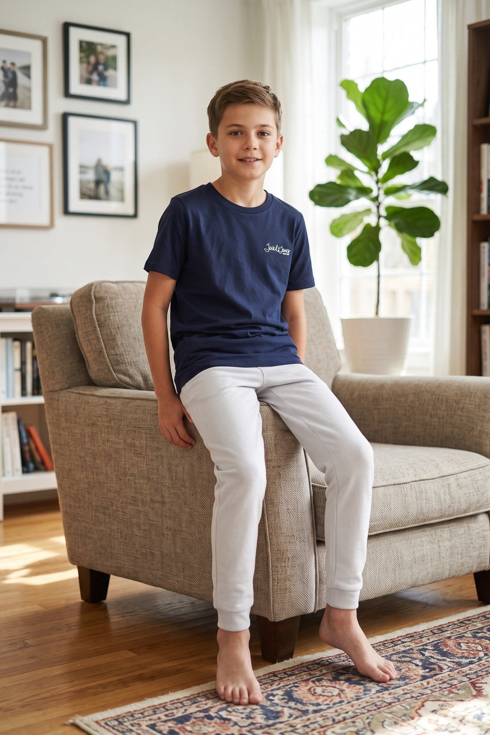 Kids Boy Crew Neck Short Sleeve Graphic Print T-Shirt, Navy