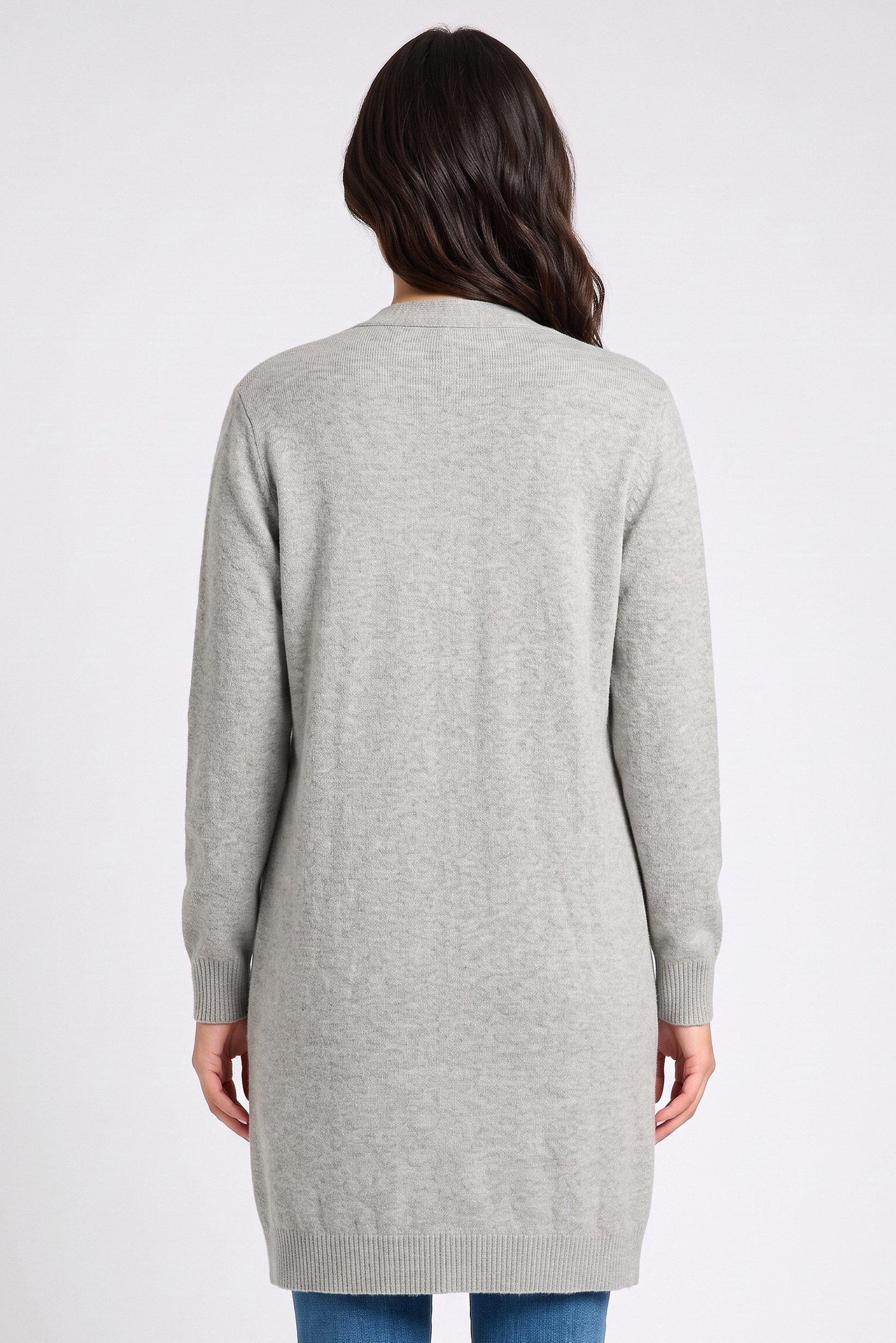 Women Knitted Long Sleeve Cardigan, Grey