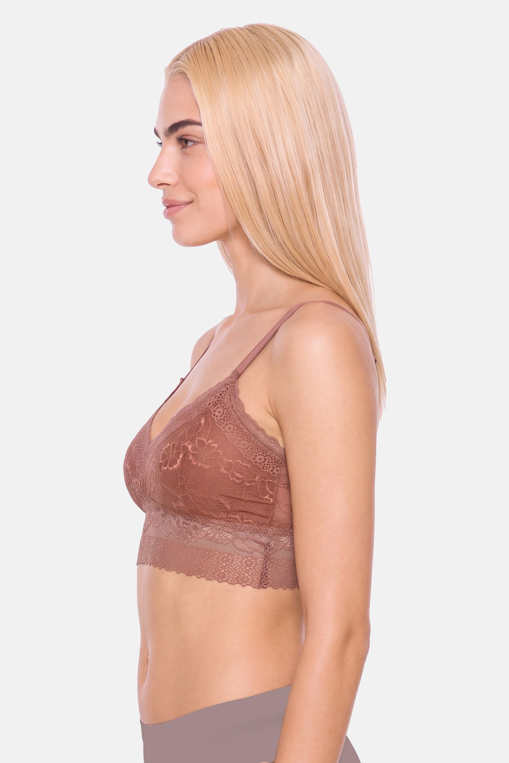Women Textured Lightly Padded Bra, Brown