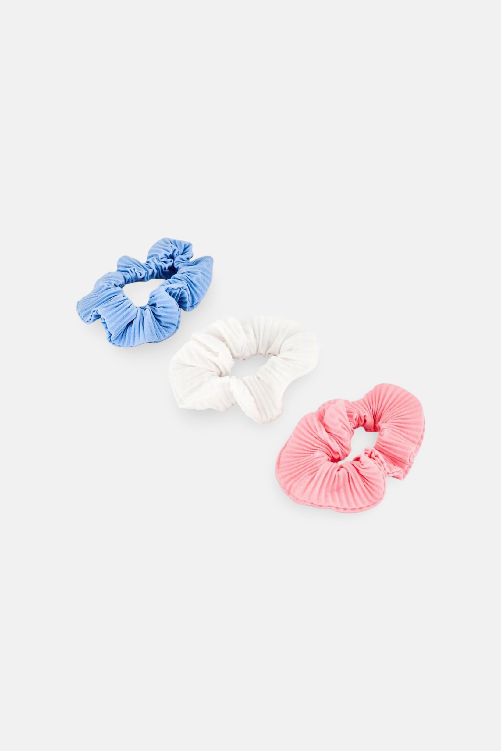 Kids Girl 3 Pcs Textured Scrunchies, Multicolor